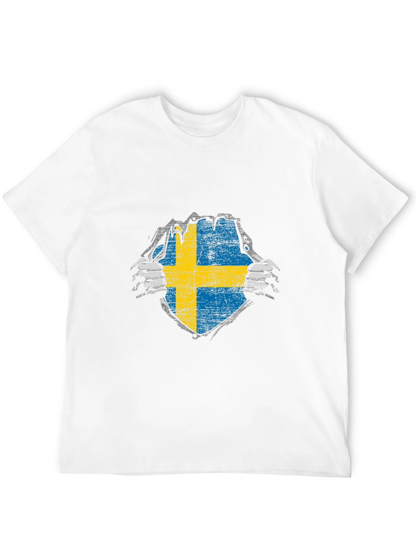 Sweden Flag T-Shirt - Ripped Patriotic Design