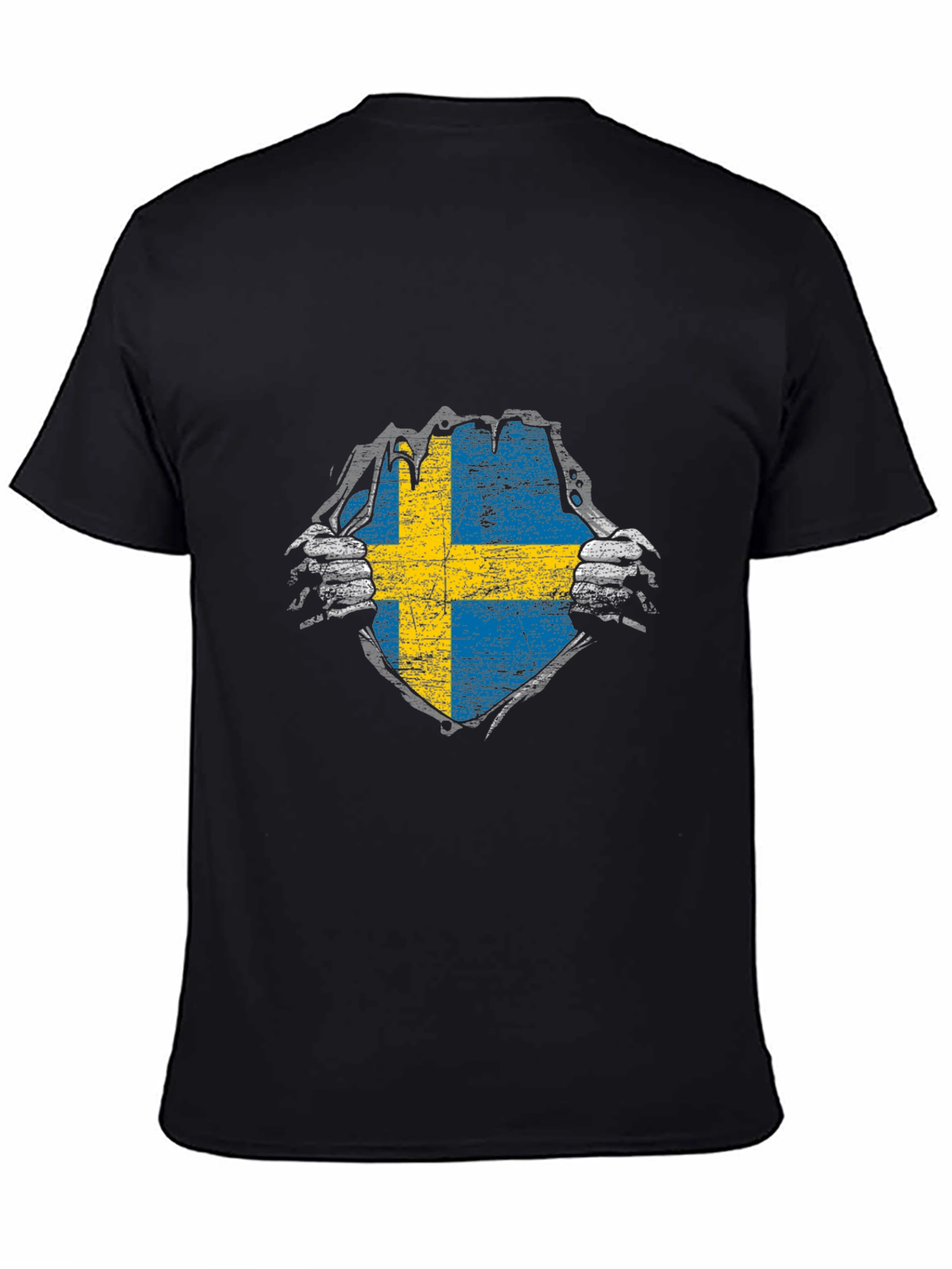 Sweden Flag T-Shirt - Ripped Patriotic Design