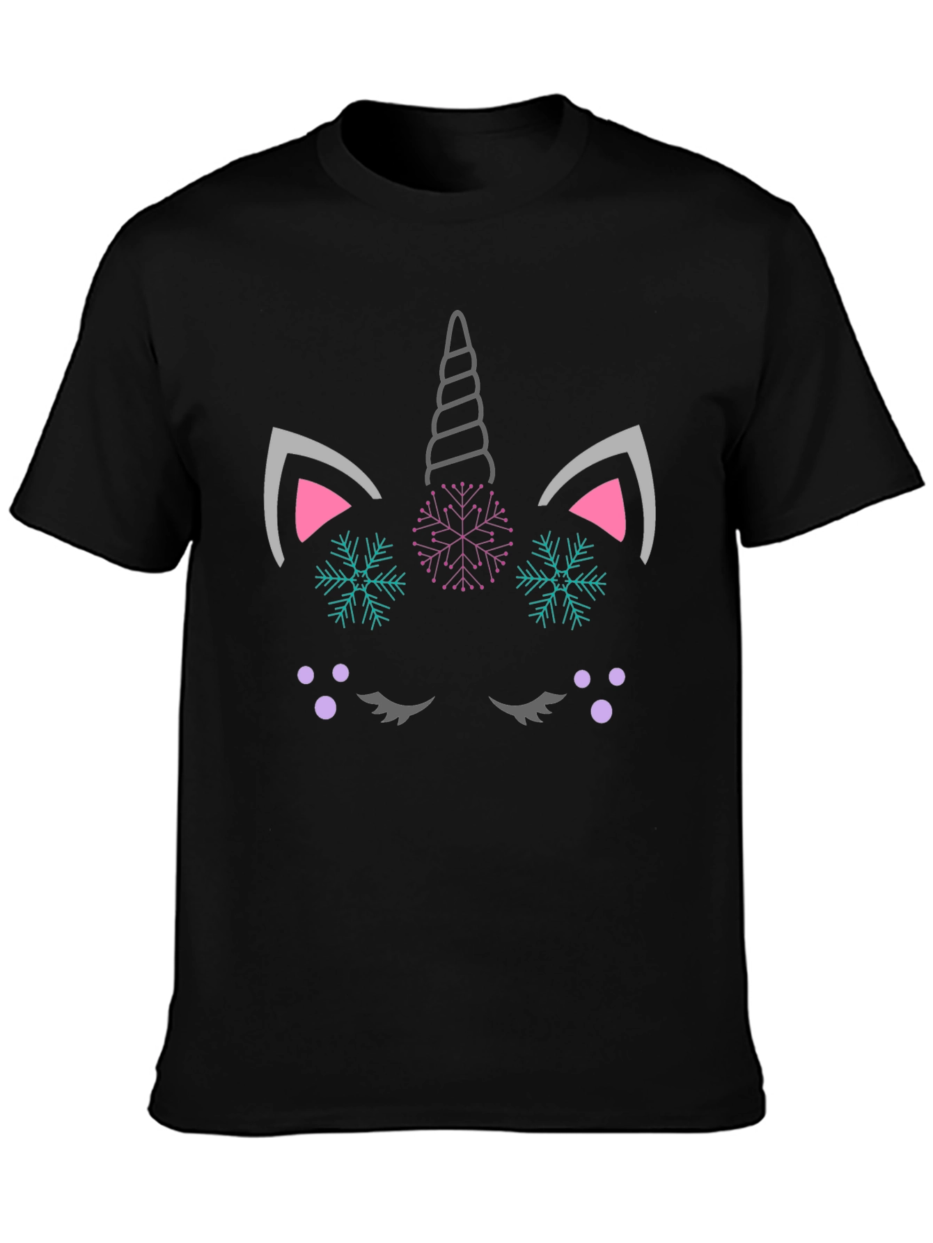 Unicorn Snowflake Graphic Tee - Black
