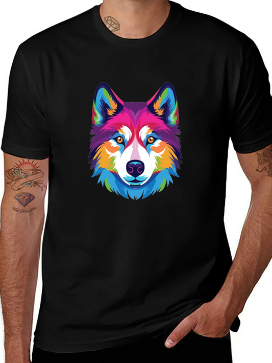 Wolf Graphic Tee - Colorful Artistic Design