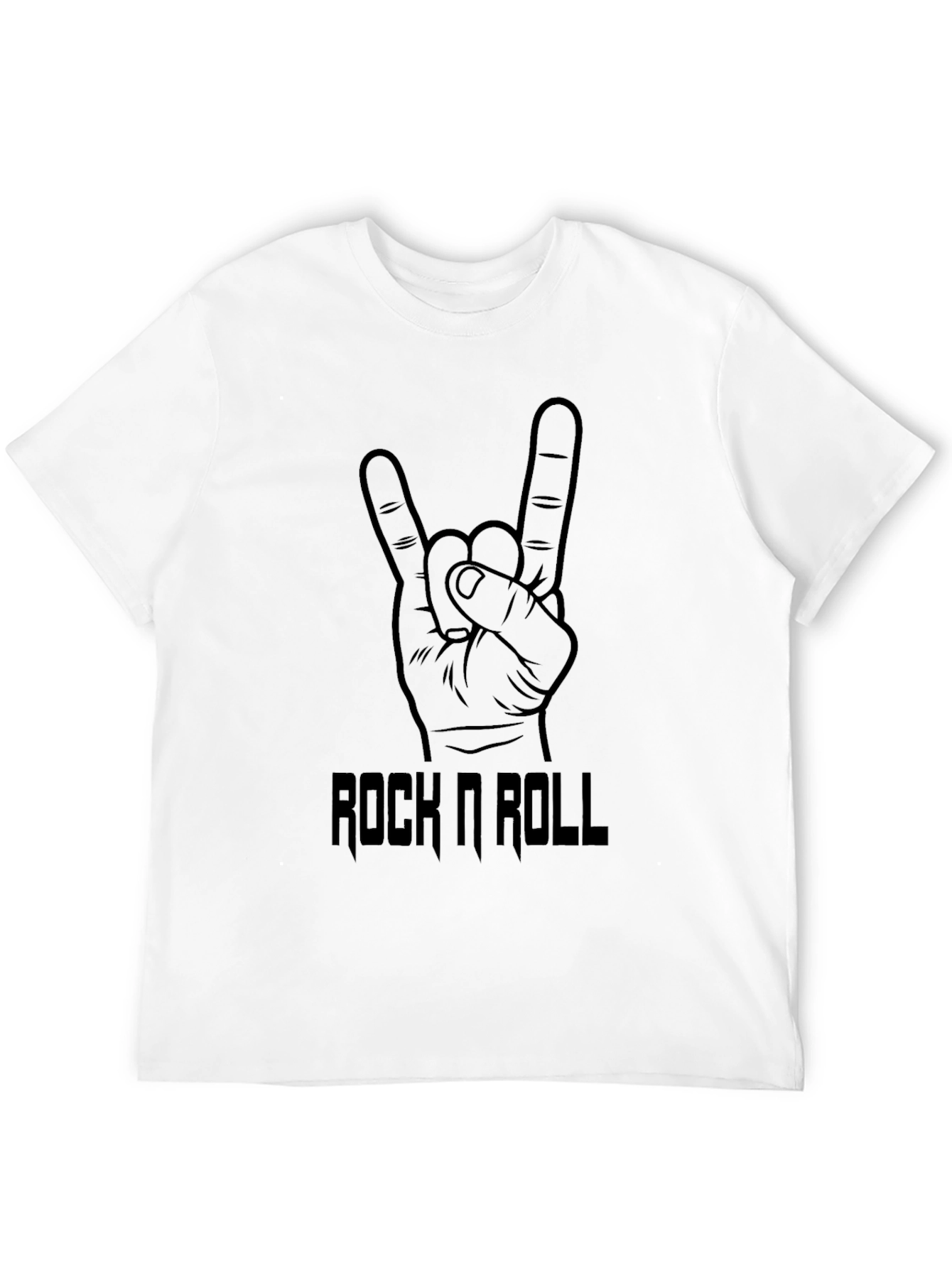 Rock N Roll Hand Sign Graphic Black T-Shirt