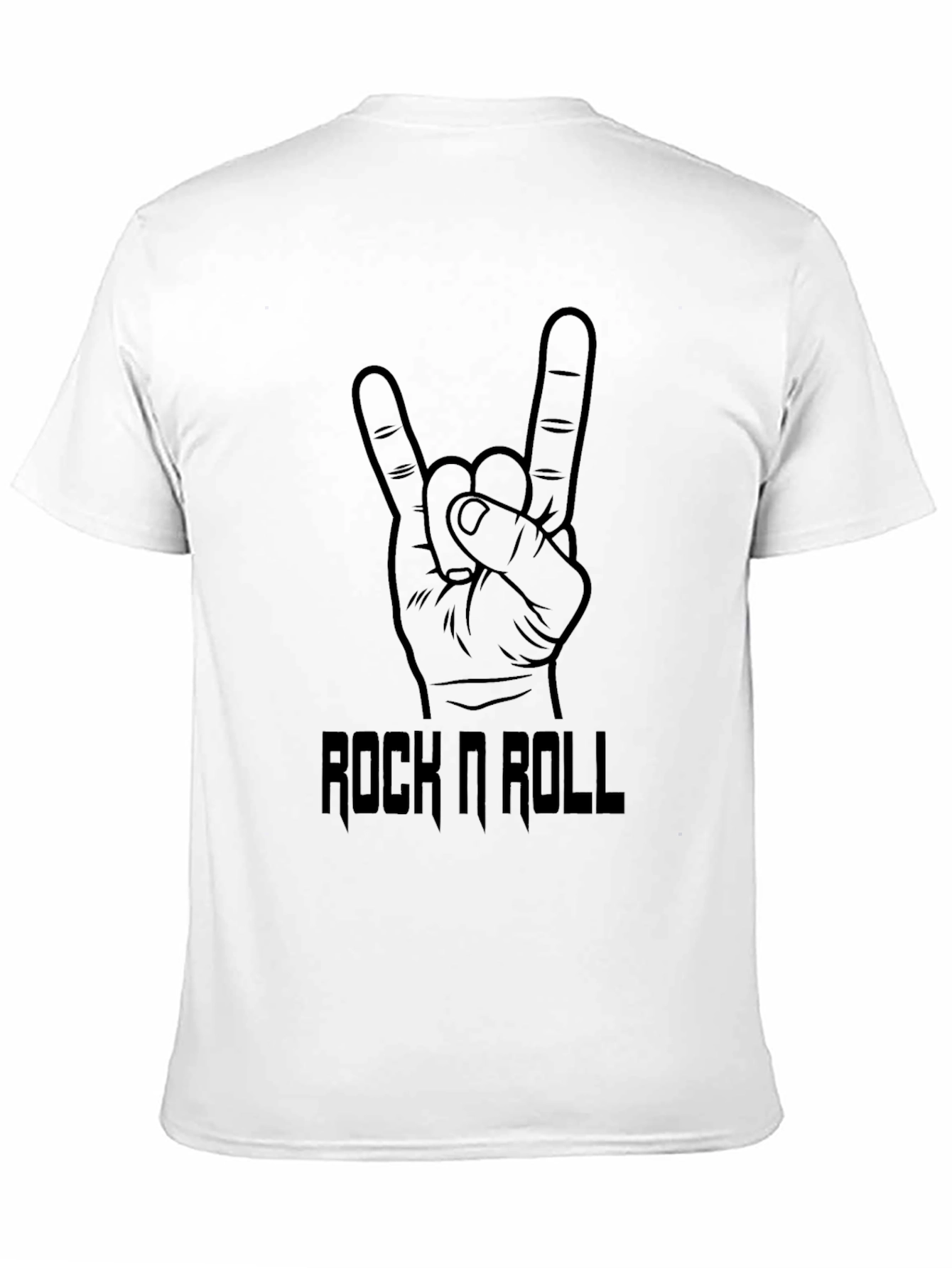 Rock N Roll Hand Sign Graphic Black T-Shirt