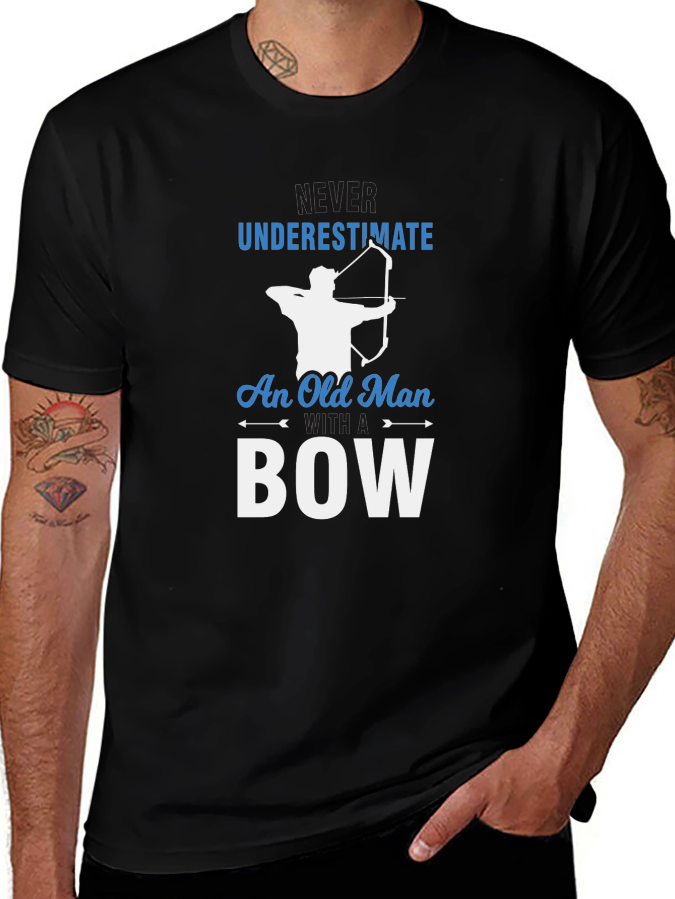 Never Underestimate Old Man With Bow T-Shirt