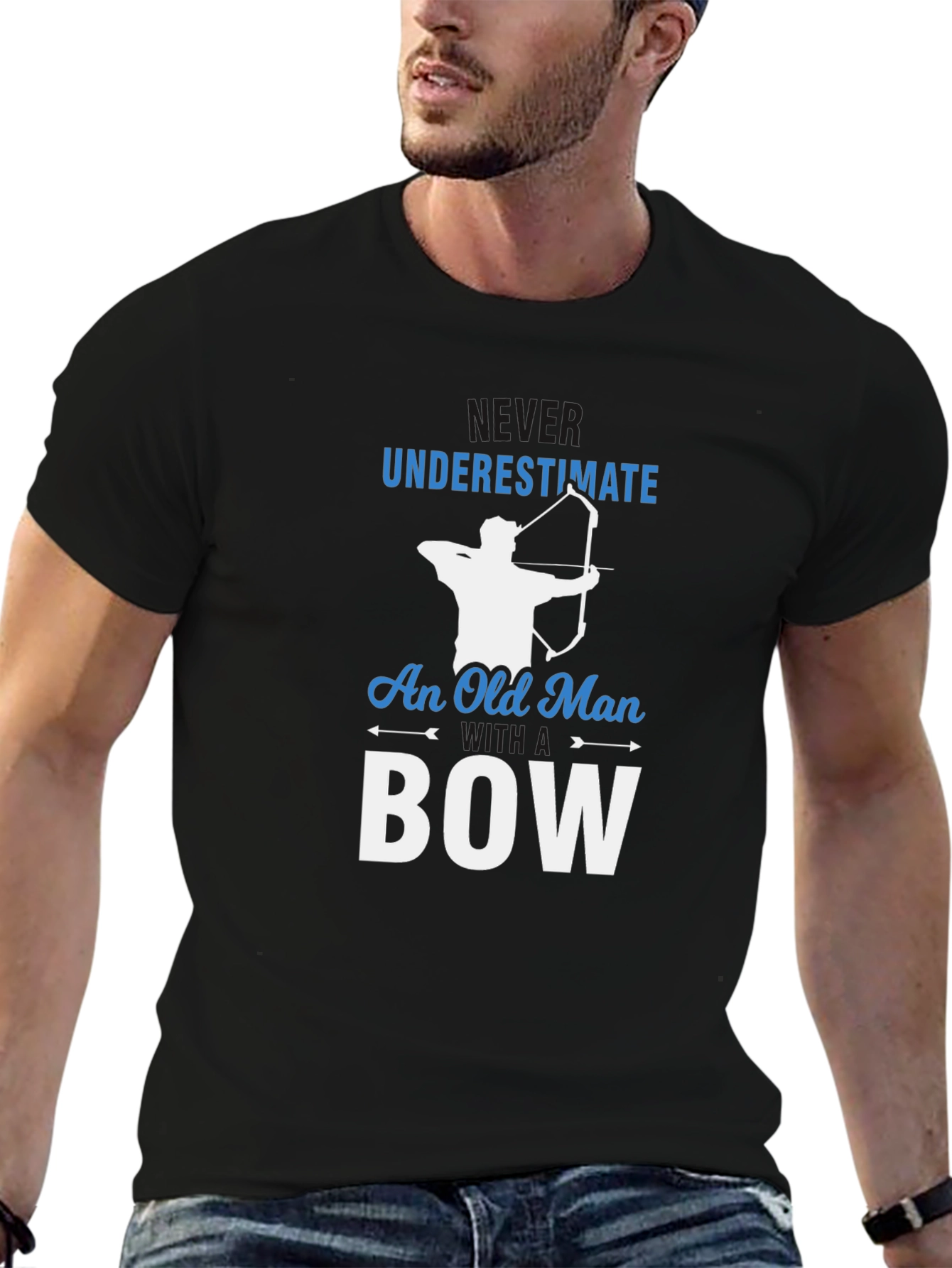 Never Underestimate Old Man With Bow T-Shirt