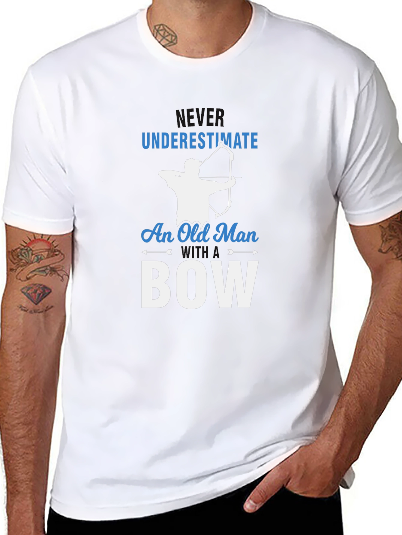 Never Underestimate Old Man With Bow T-Shirt