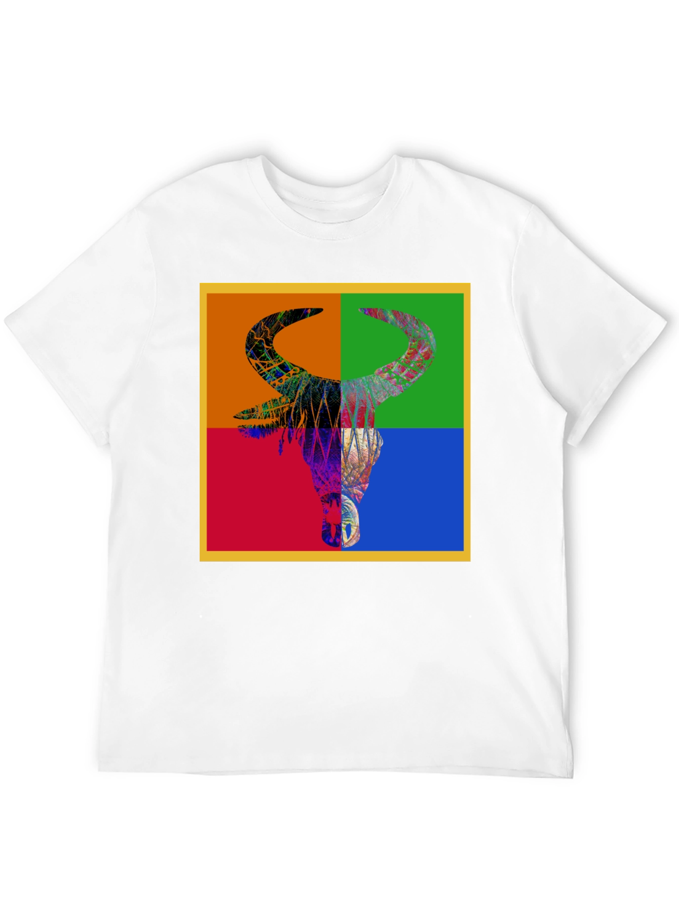 Abstract Bull Graphic Tee - Mens Black T-Shirt