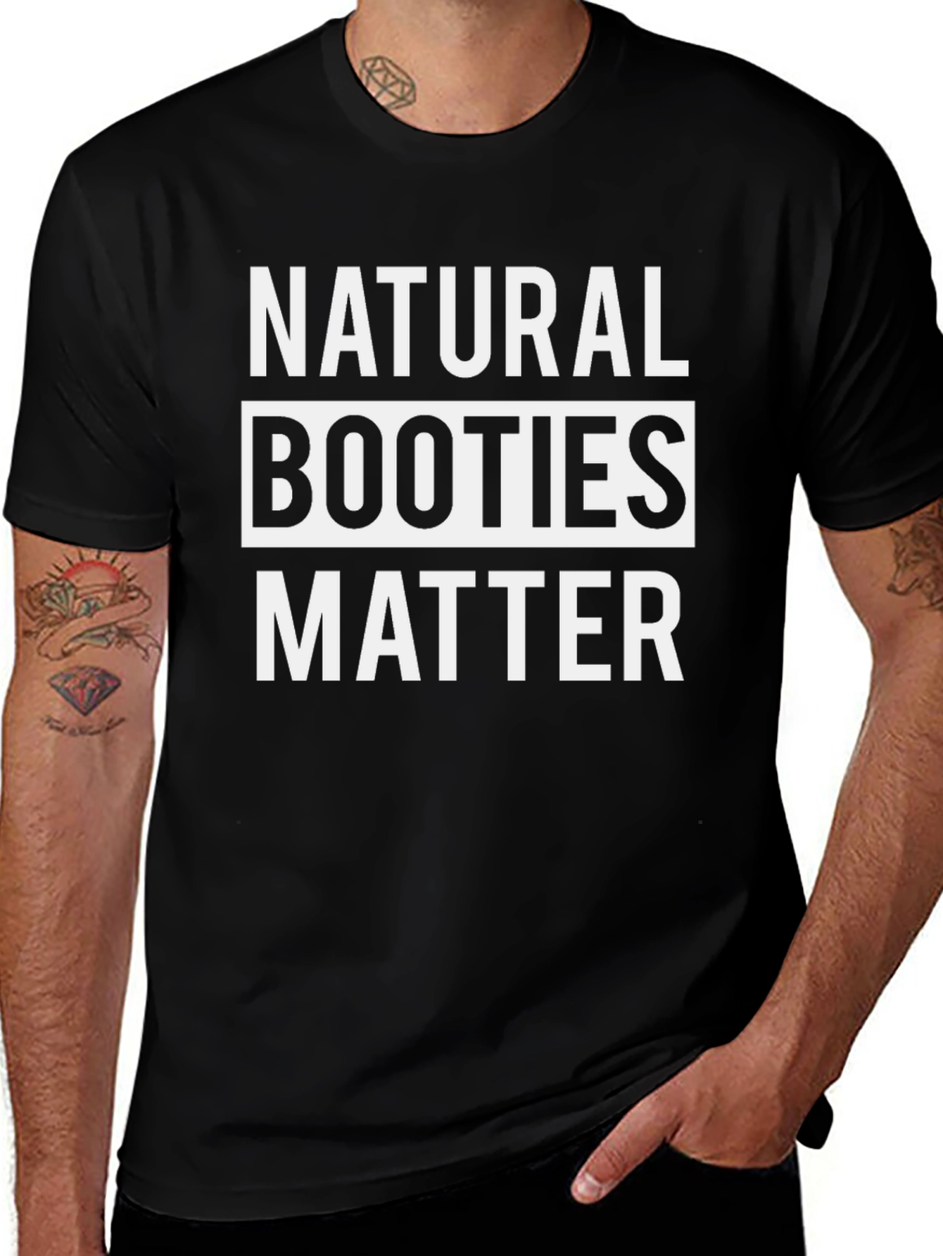 Natural Booties Matter Graphic Tee - Black Cotton T-Shirt