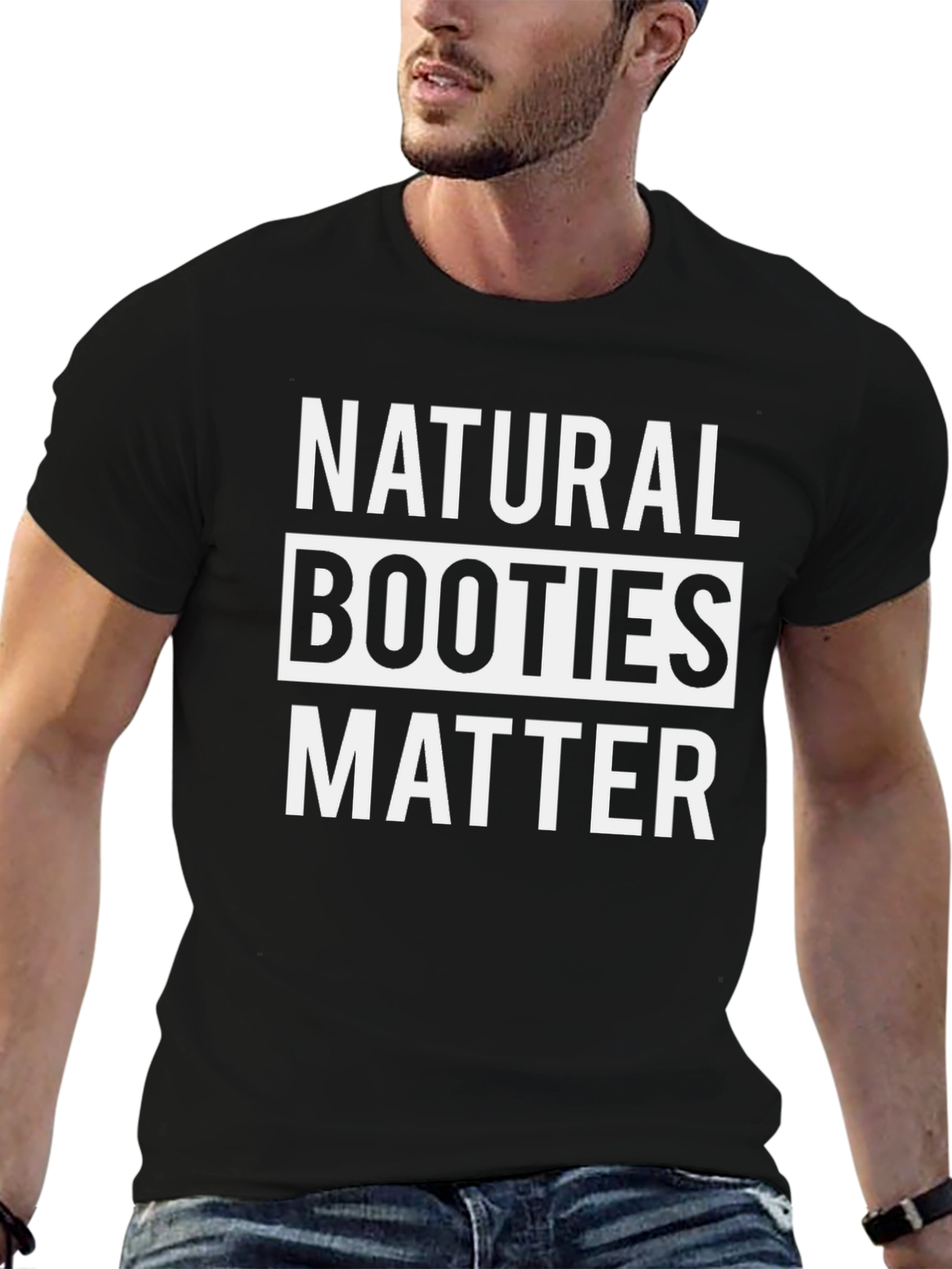 Natural Booties Matter Graphic Tee - Black Cotton T-Shirt