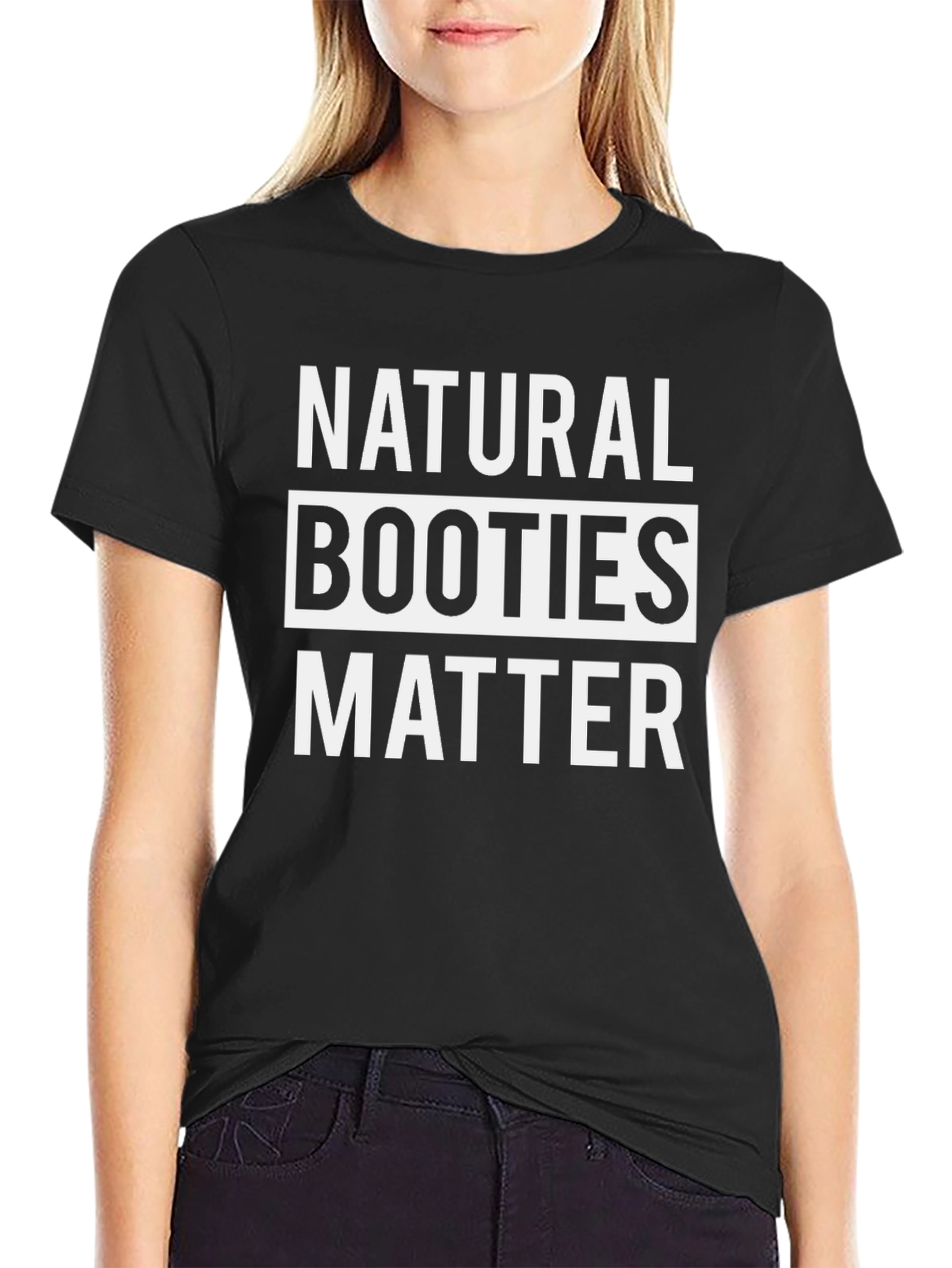 Natural Booties Matter Graphic Tee - Black Cotton T-Shirt