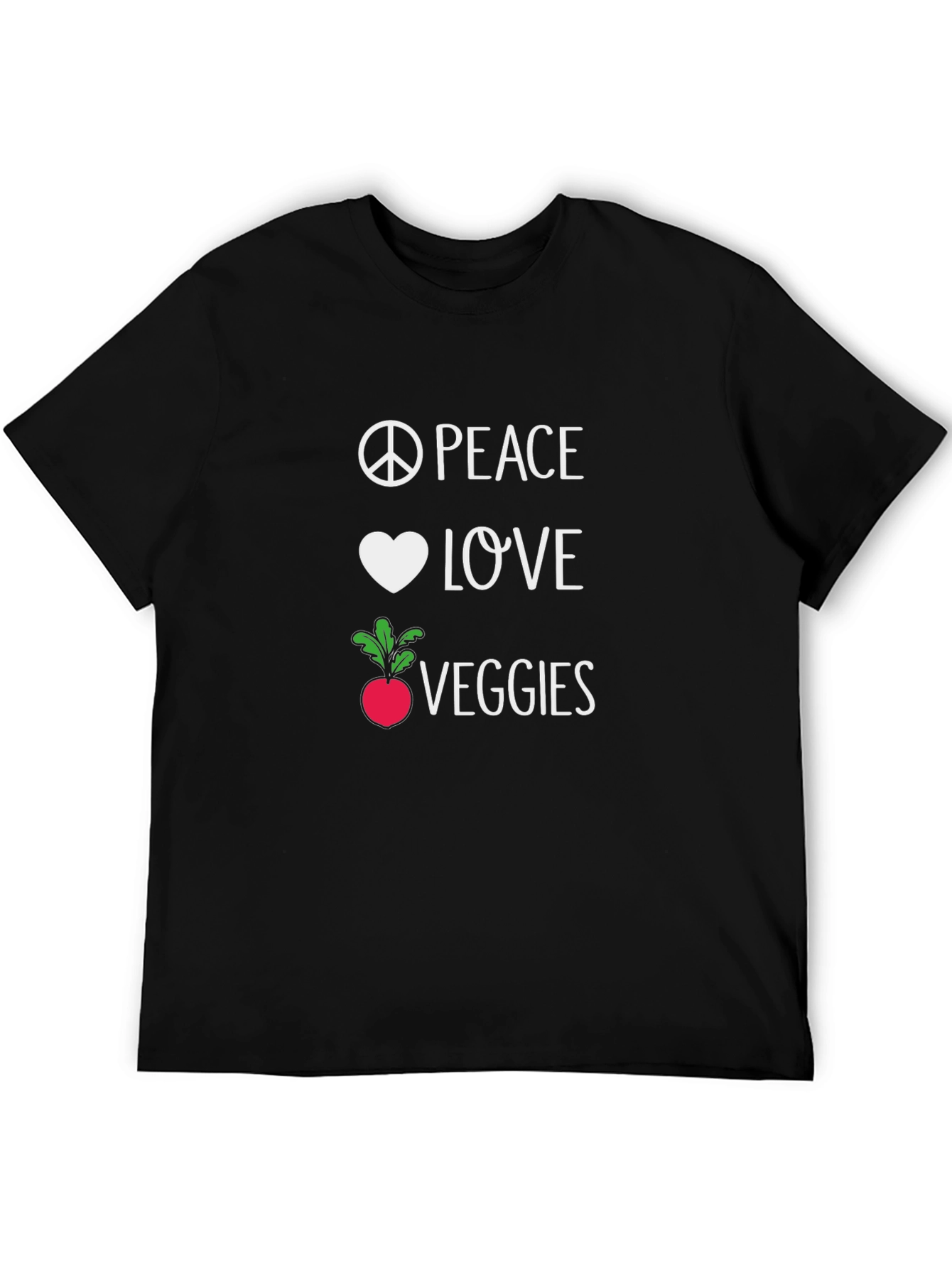 Peace Love Veggies Black T-Shirt