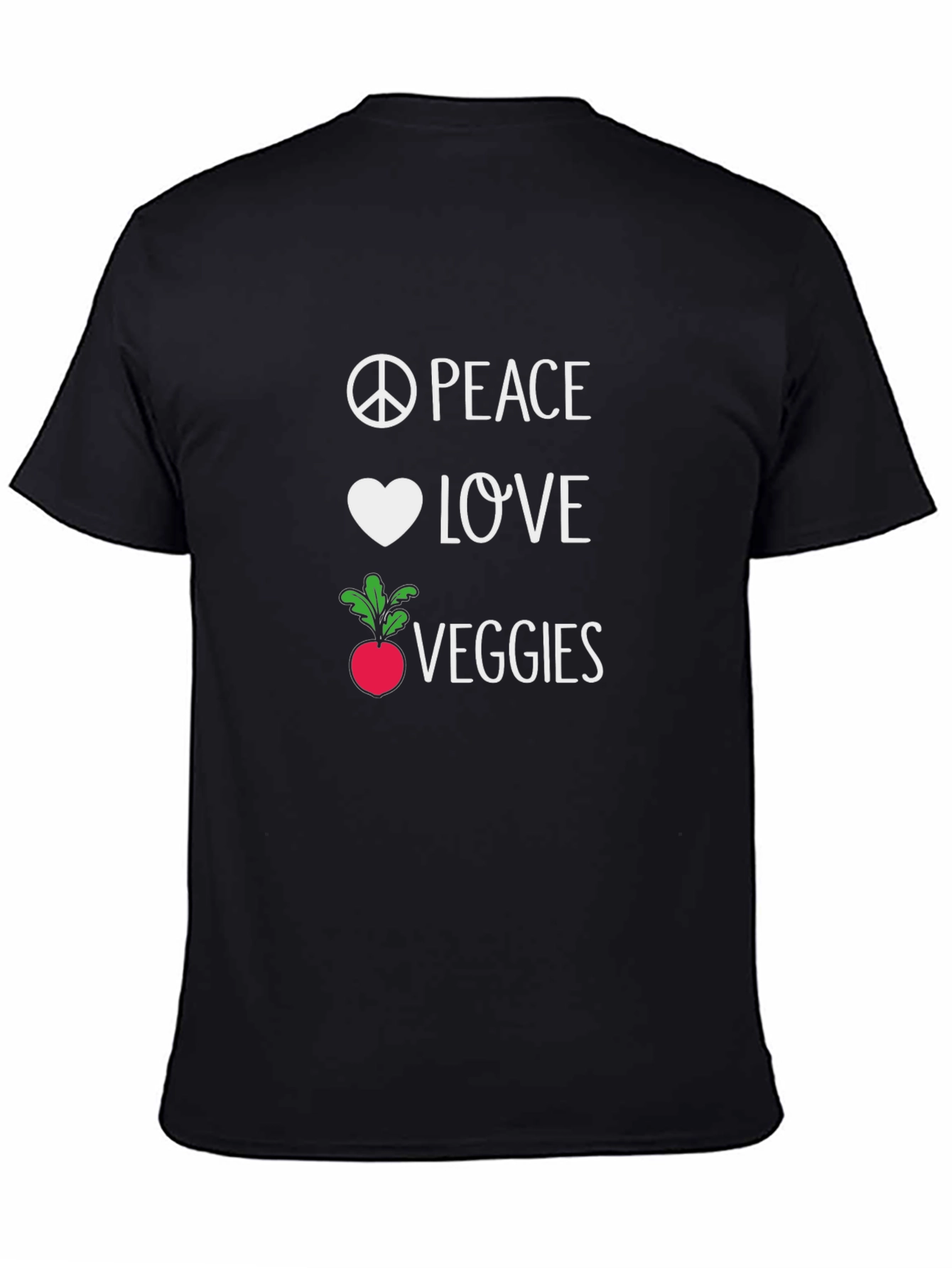 Peace Love Veggies Black T-Shirt