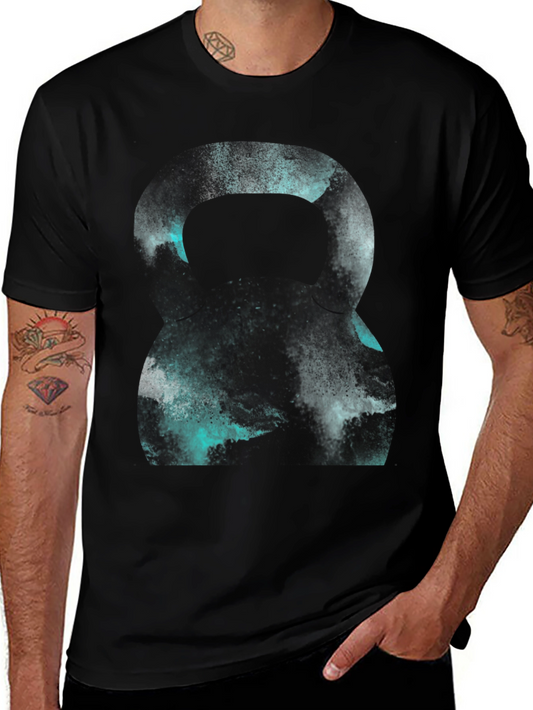 Abstract Kettlebell Graphic Black T-Shirt