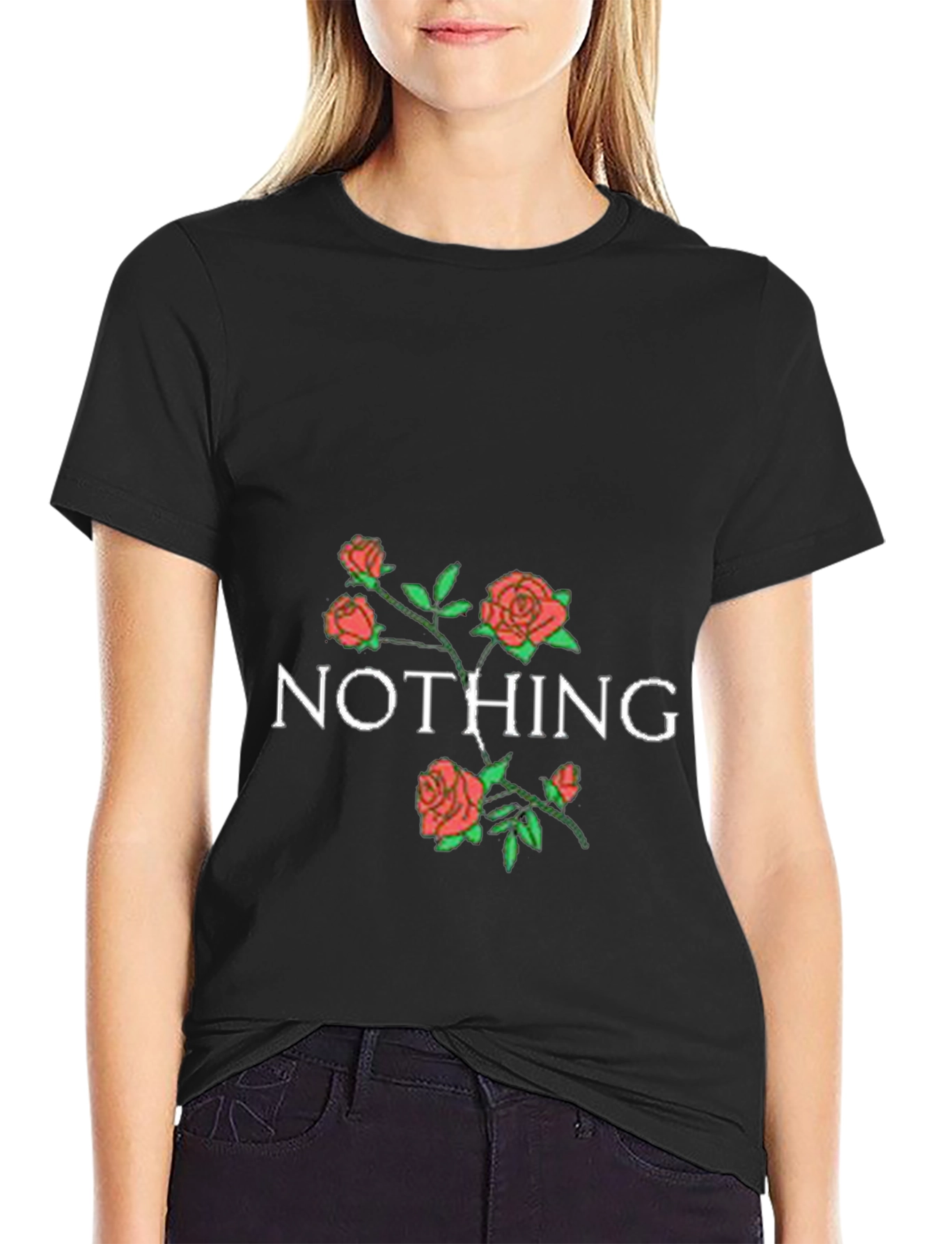 Nothing Roses Black Graphic Tee