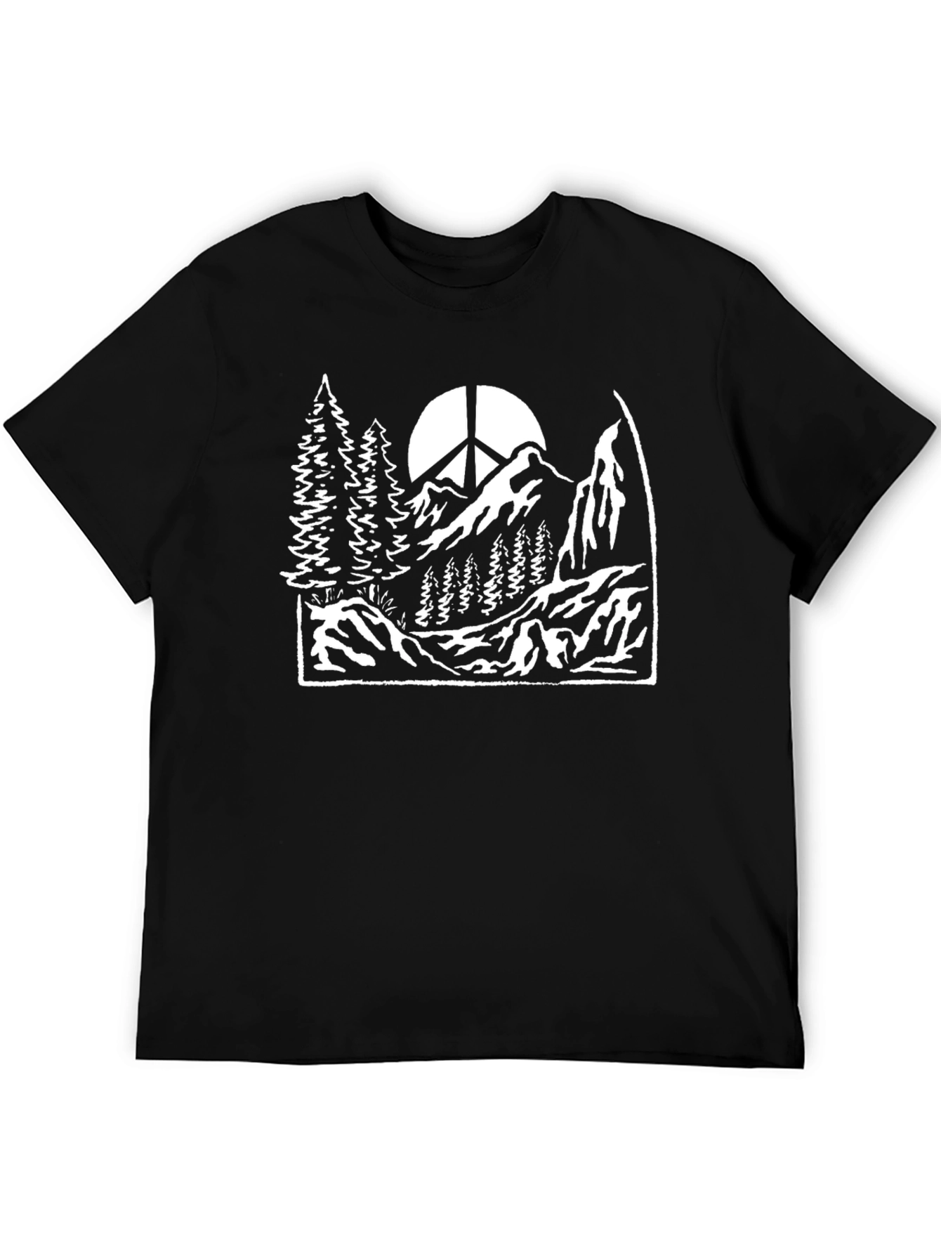 Peace Mountain Black T-Shirt Nature Graphic Tee