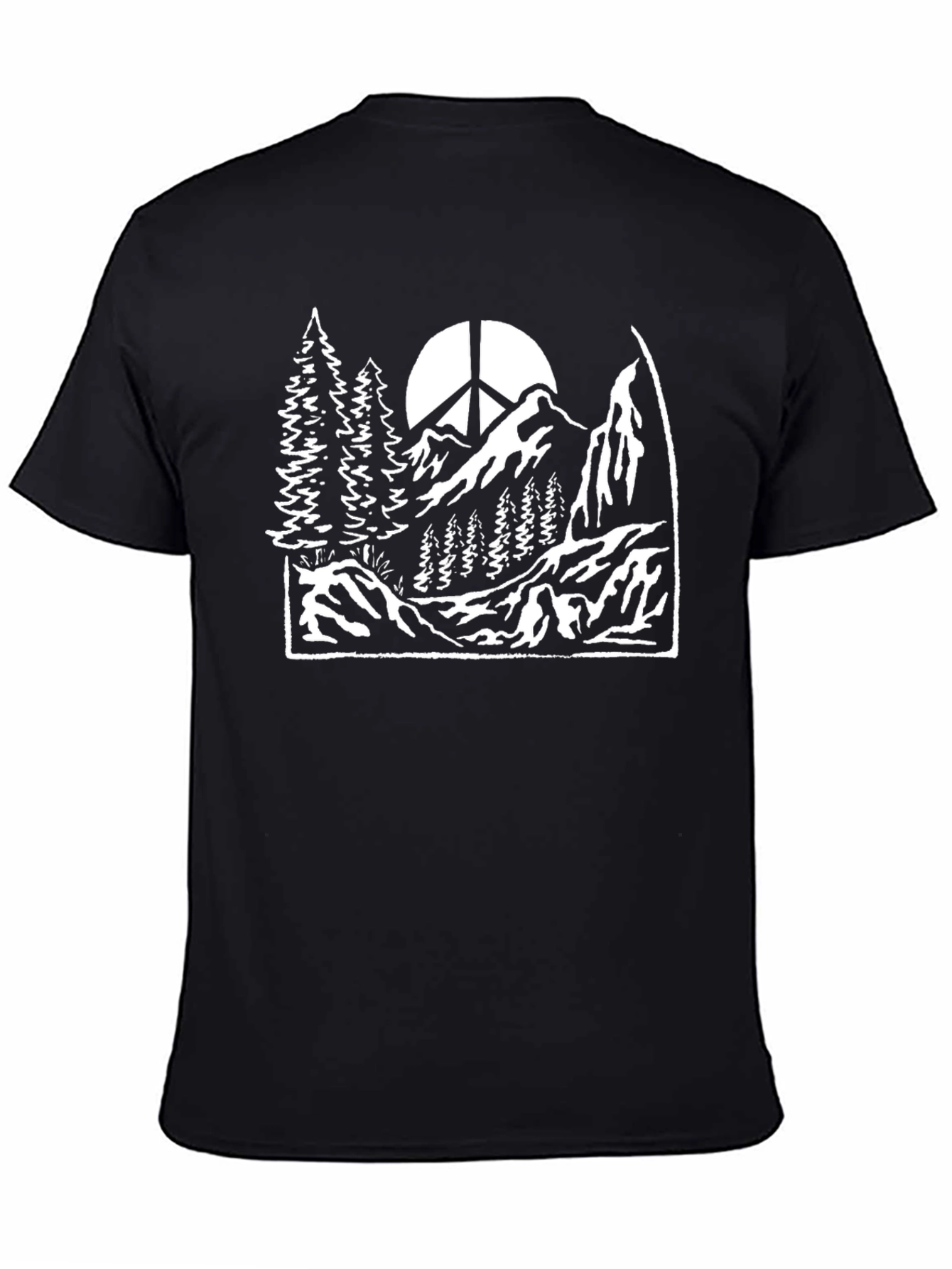 Peace Mountain Black T-Shirt Nature Graphic Tee