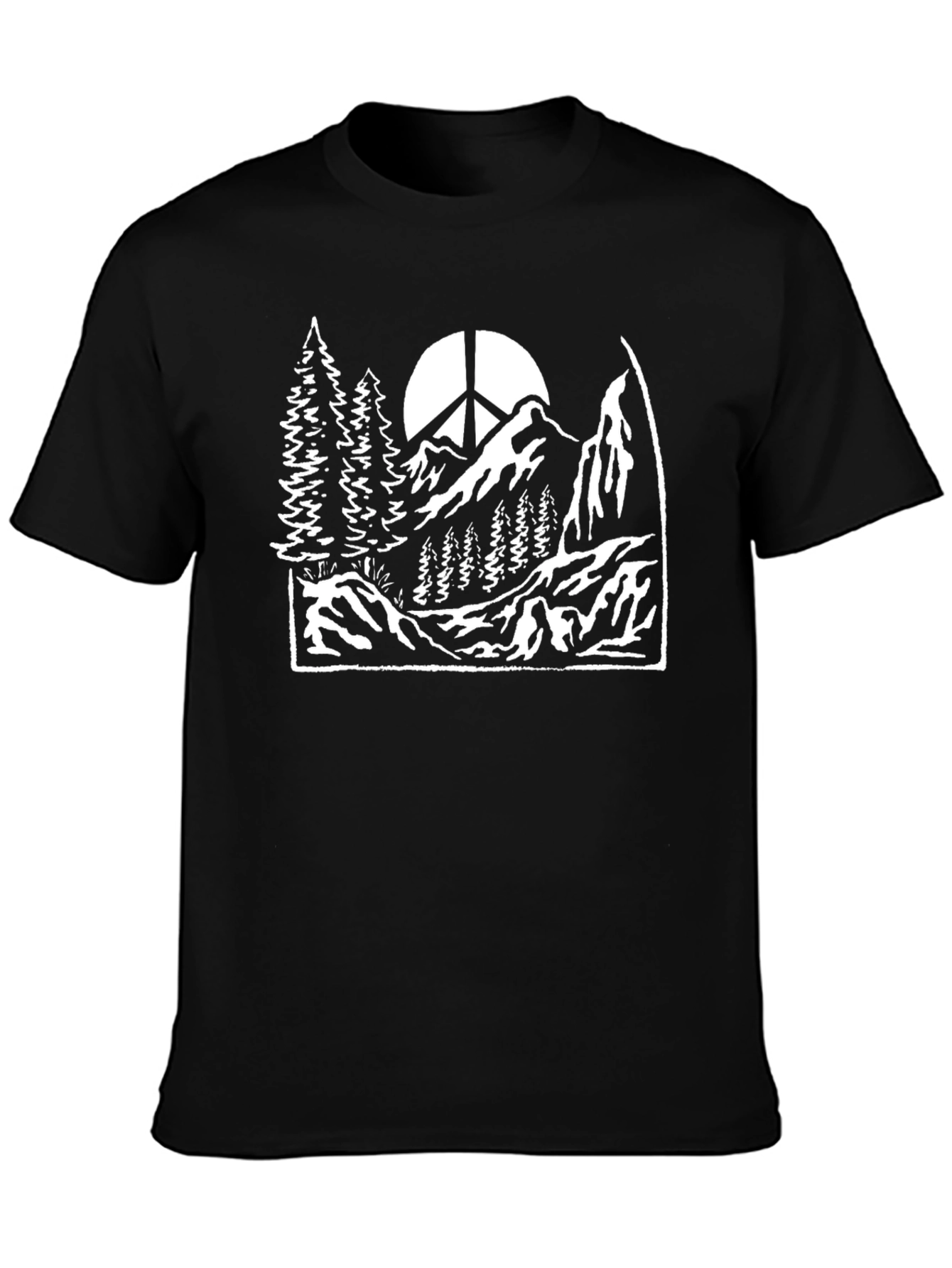 Peace Mountain Black T-Shirt Nature Graphic Tee
