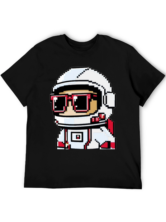Pixel Astronaut Graphic T-Shirt - Black