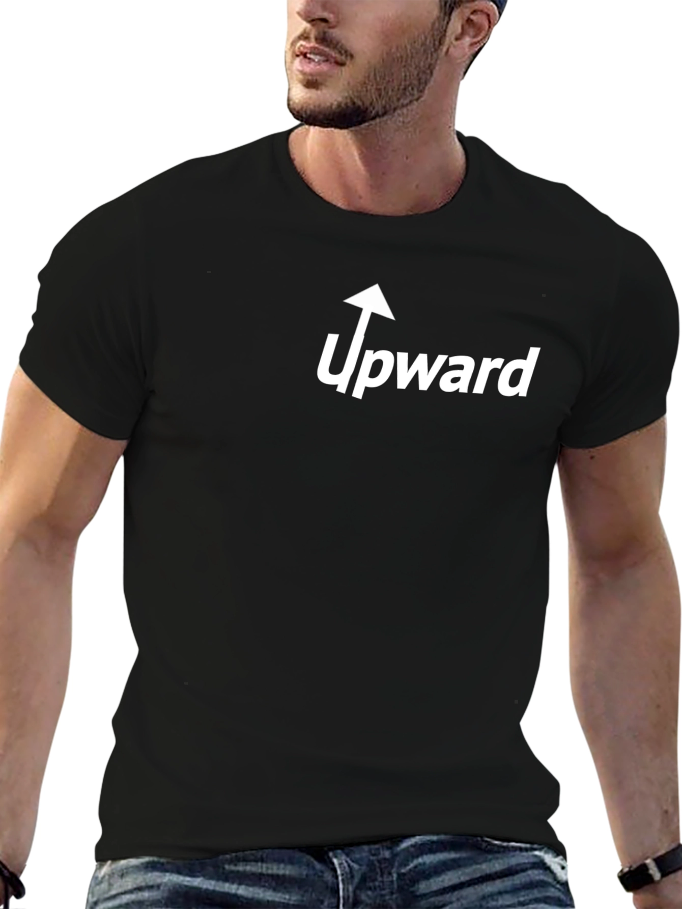 Upward Graphic Tee - Black Cotton Casual
