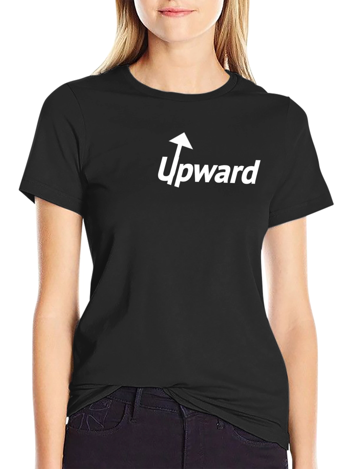Upward Graphic Tee - Black Cotton Casual