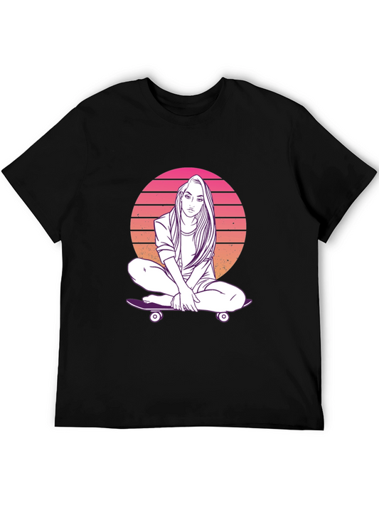 Retro Skateboard Girl T-Shirt - Cool Graphic Tee