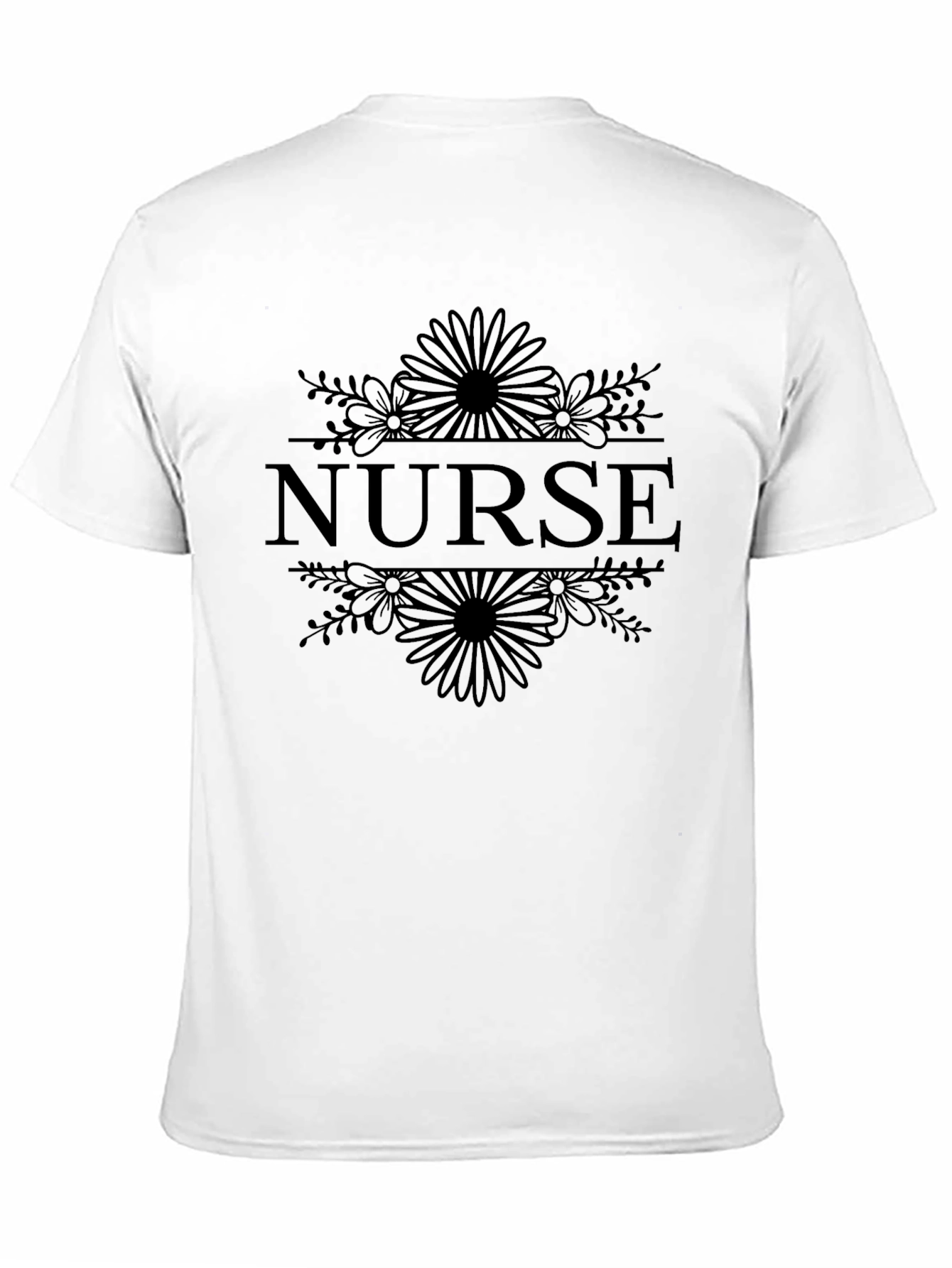 Nurse Floral Graphic Tee - Black Cotton T-Shirt