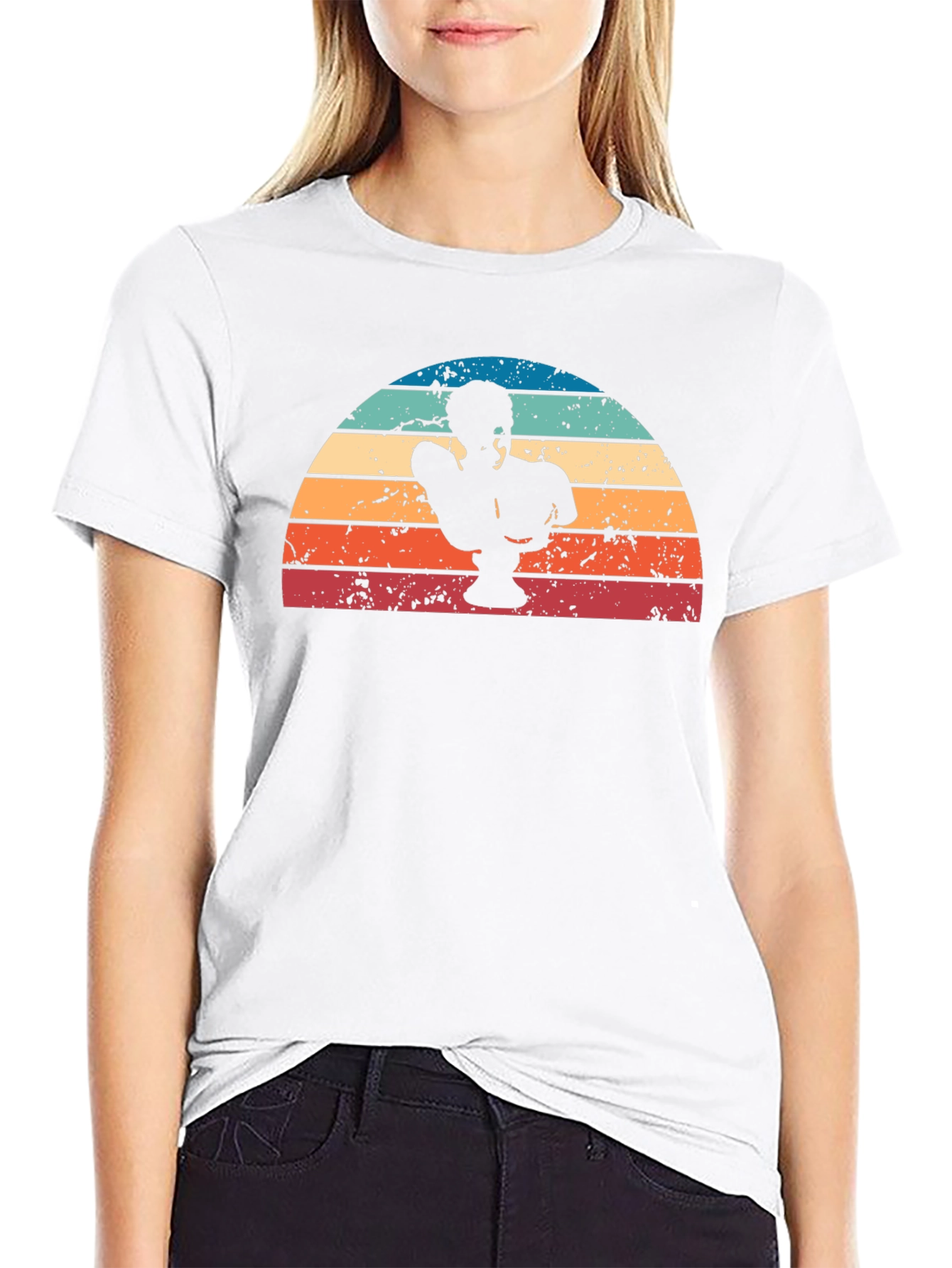 Retro Sunset Statue T-Shirt - Cool Graphic Tee