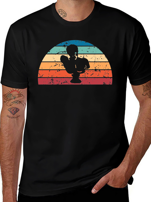 Retro Sunset Statue T-Shirt - Cool Graphic Tee