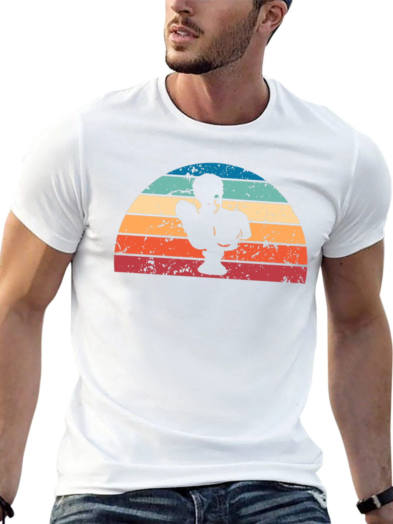 Retro Sunset Statue T-Shirt - Cool Graphic Tee