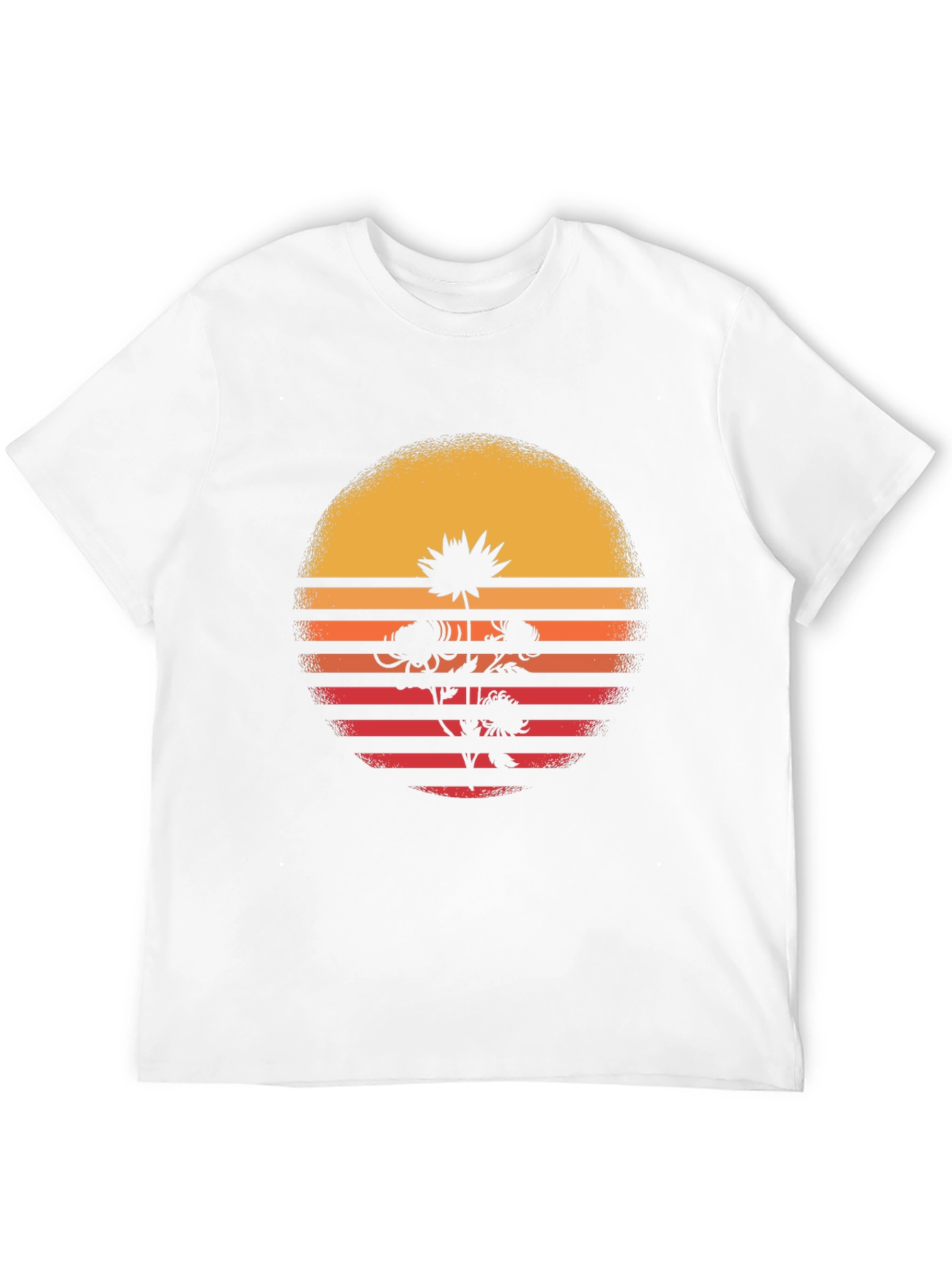 Retro Sunset Flower Graphic T-Shirt - Black