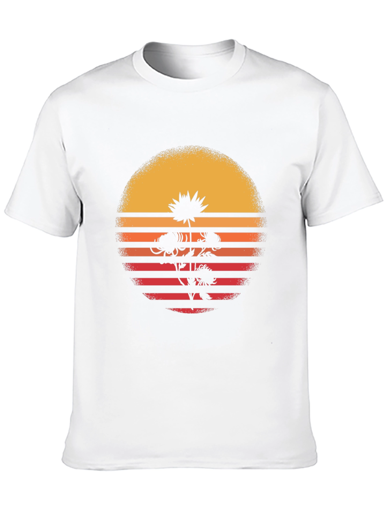 Retro Sunset Flower Graphic T-Shirt - Black