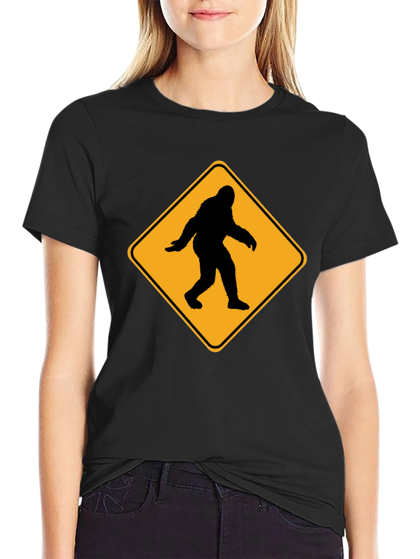 Sasquatch Crossing T-Shirt - Funny Bigfoot Warning Tee