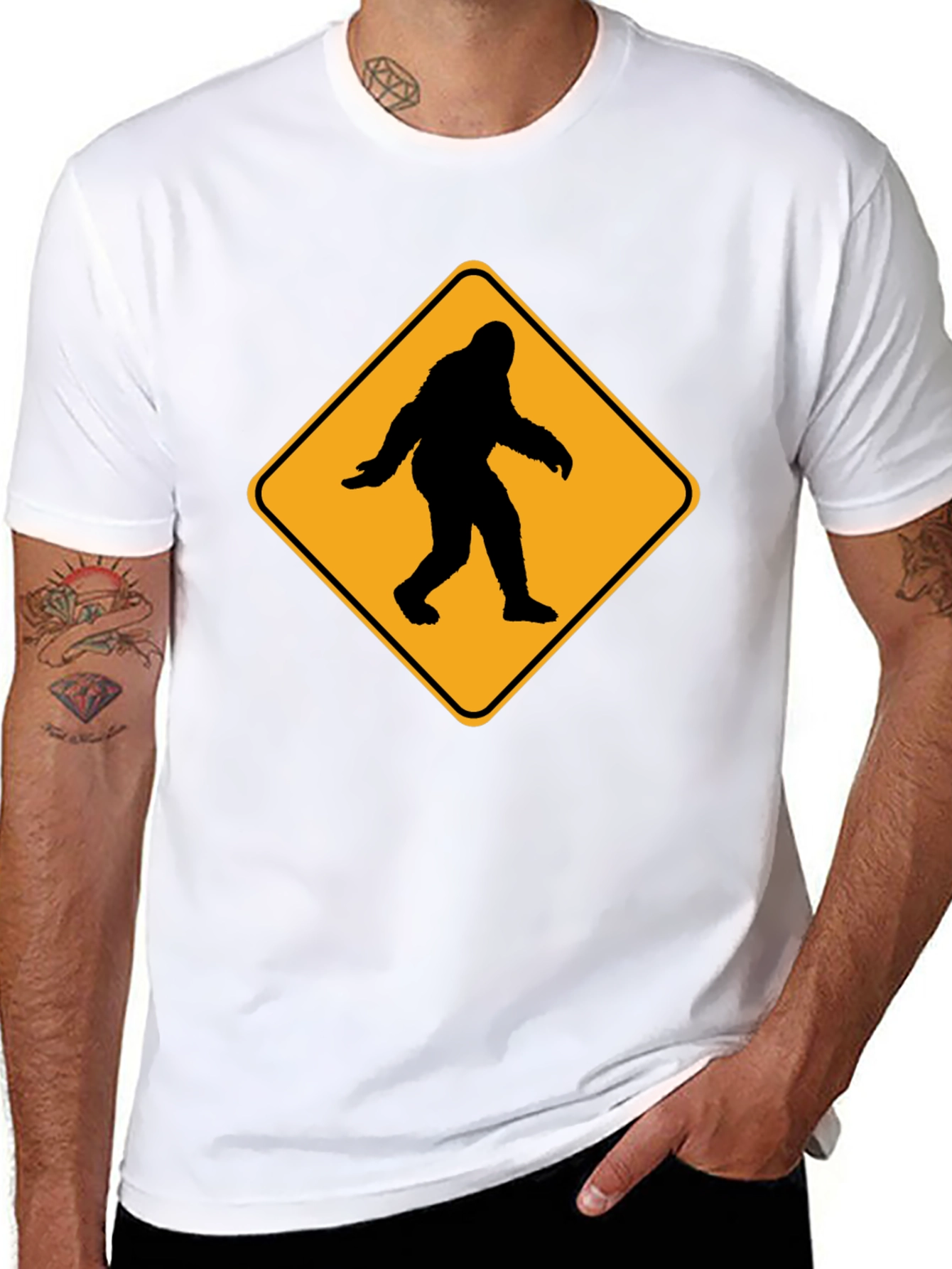Sasquatch Crossing T-Shirt - Funny Bigfoot Warning Tee