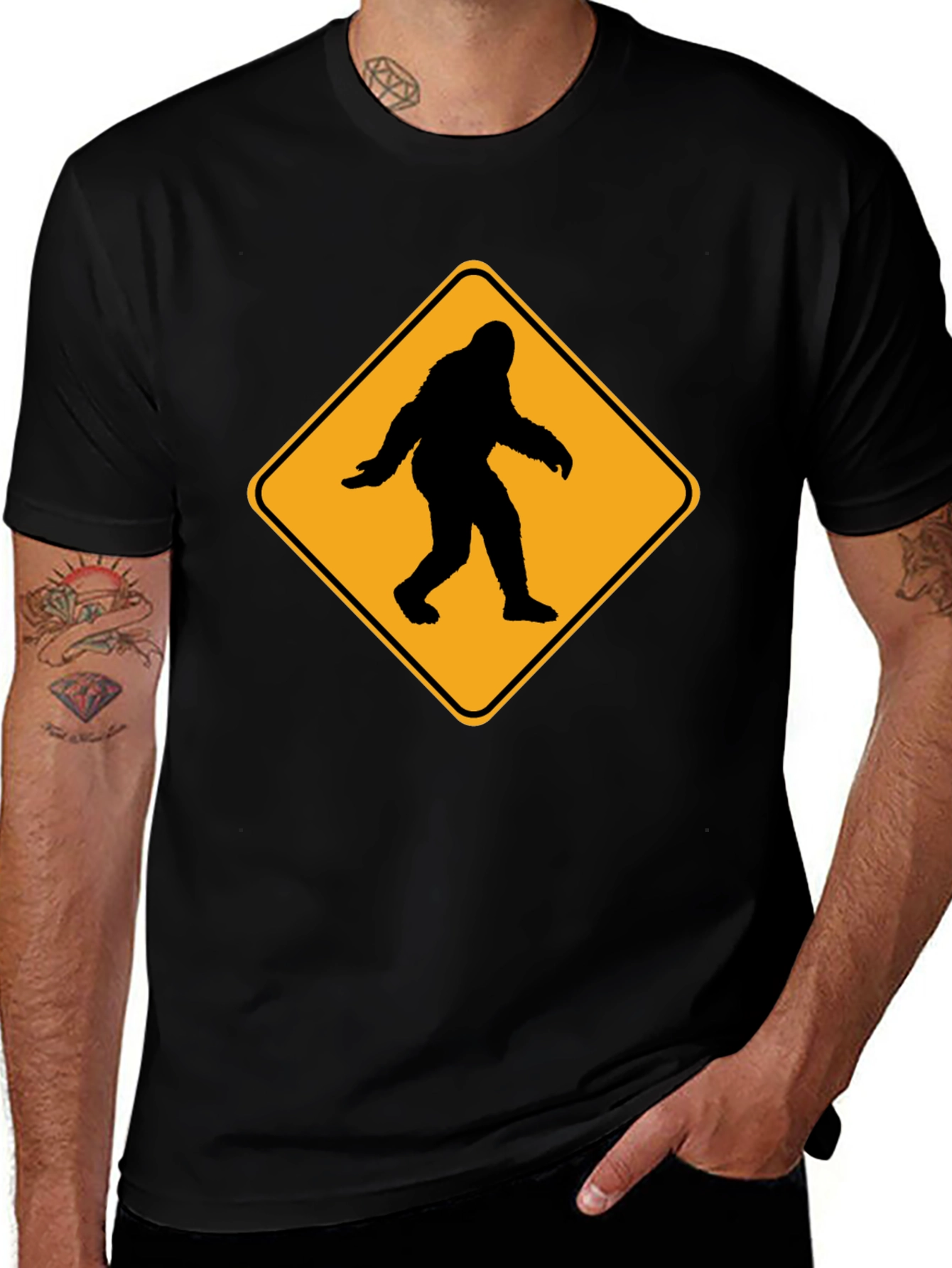 Sasquatch Crossing T-Shirt - Funny Bigfoot Warning Tee