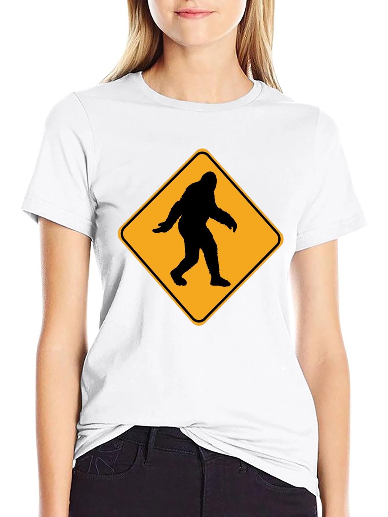 Sasquatch Crossing T-Shirt - Funny Bigfoot Warning Tee