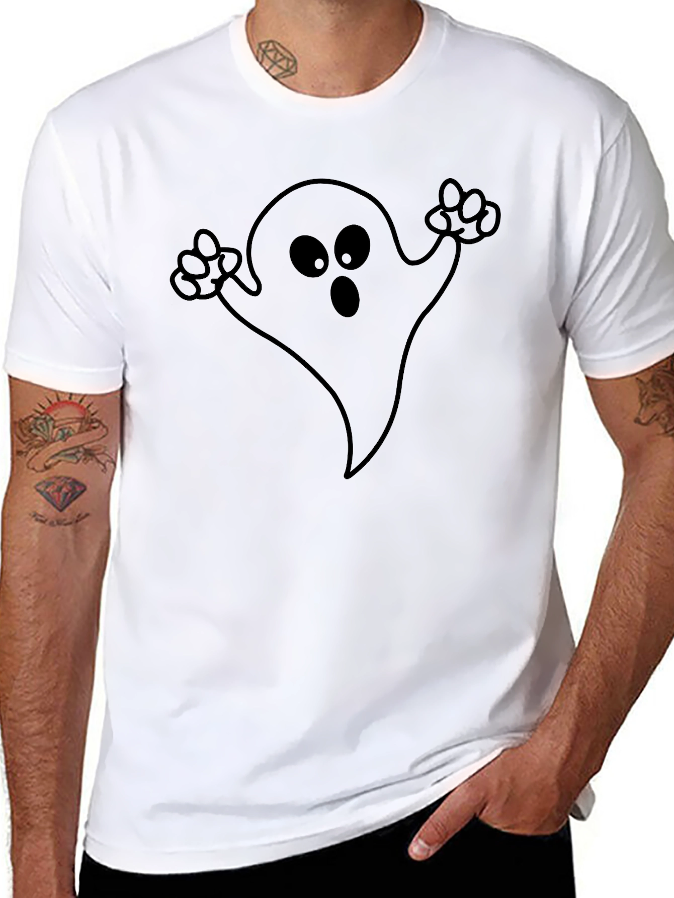 Spooky Ghost Graphic Black T-Shirt - Halloween Apparel