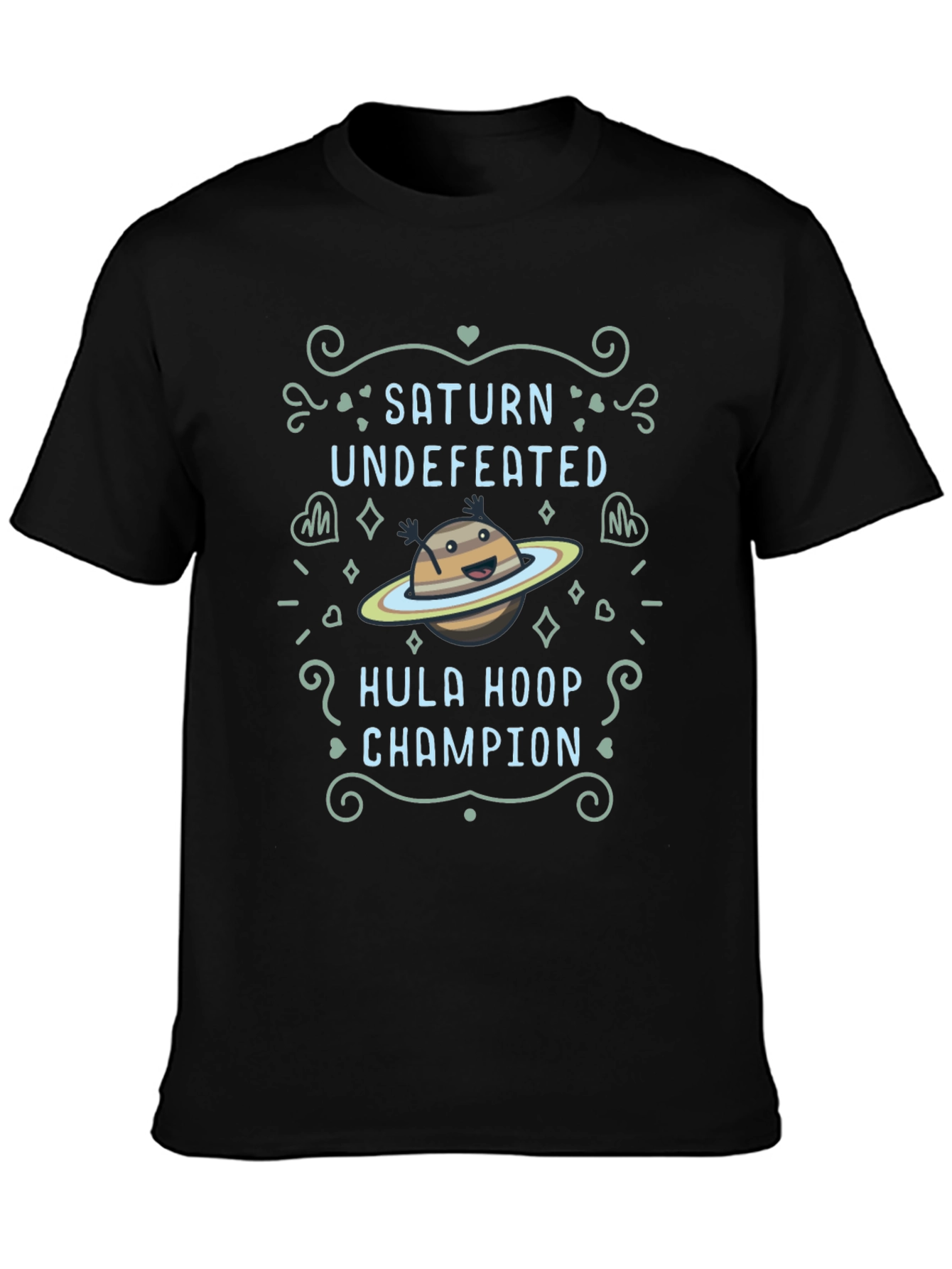 Saturn Hula Hoop Champion Black T-Shirt