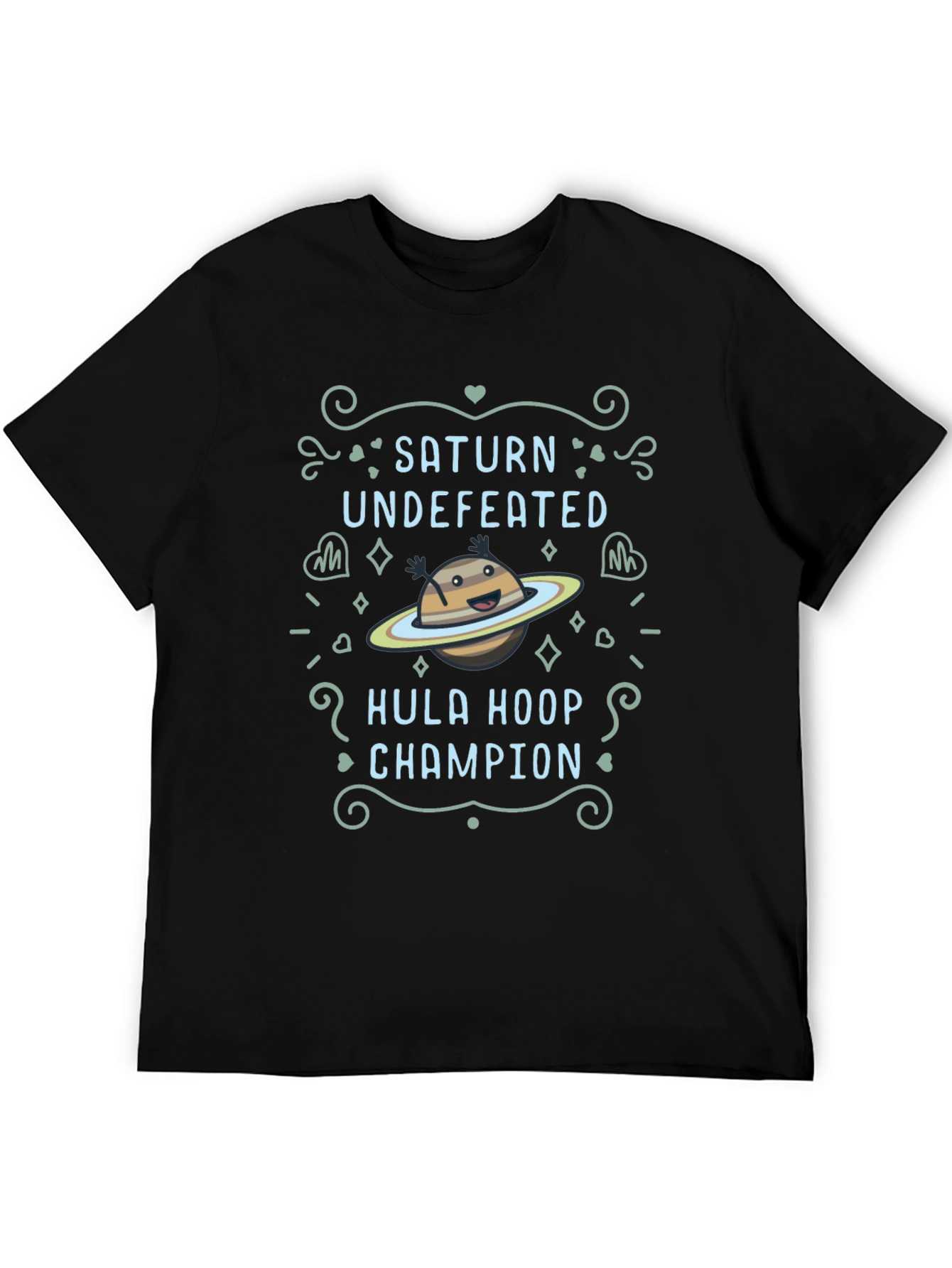Saturn Hula Hoop Champion Black T-Shirt