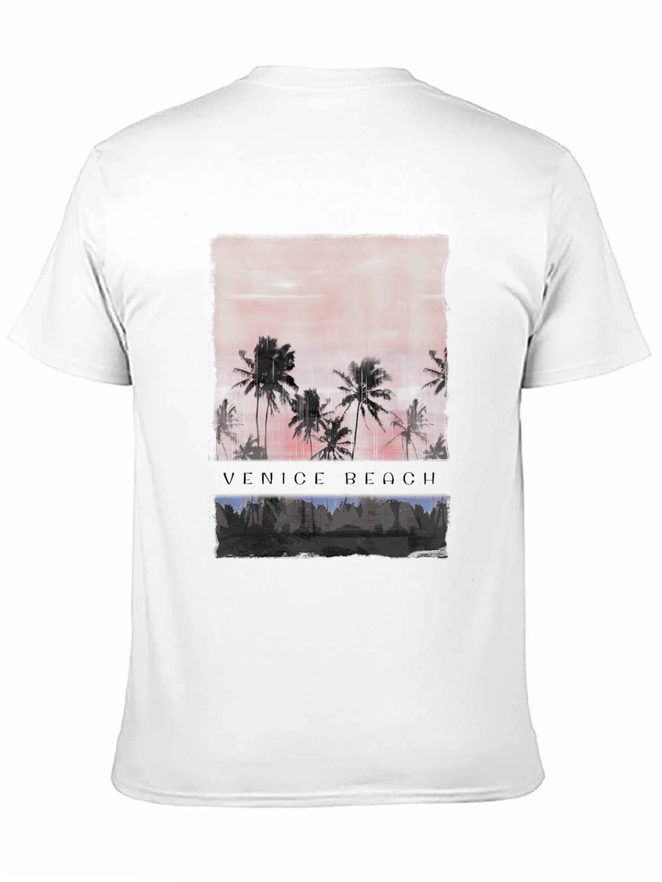 Venice Beach Sunset Graphic Tee - Black Cotton T-Shirt