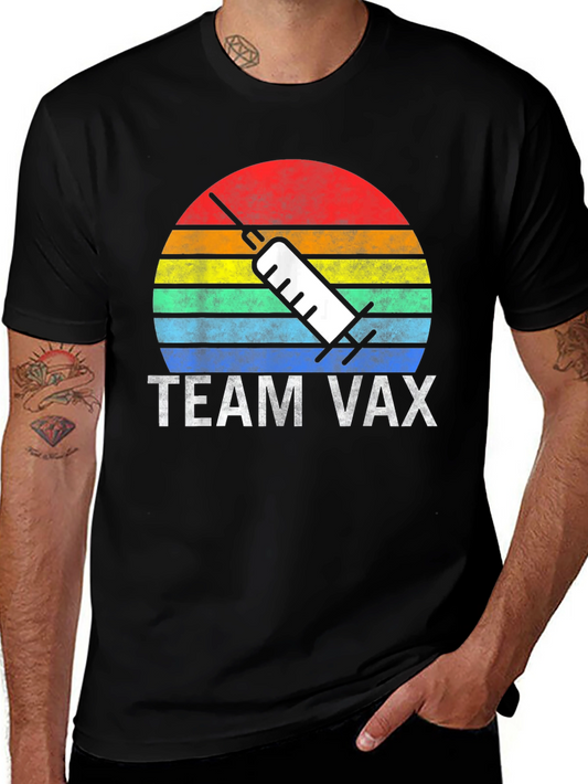Team Vax T-Shirt Vaccine Syringe Sunset Graphic Tee