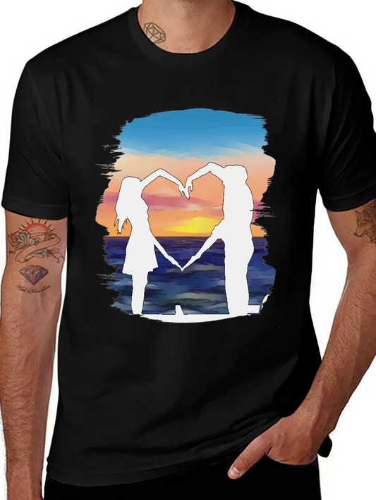 Sunset Heart Silhouette Graphic Tee