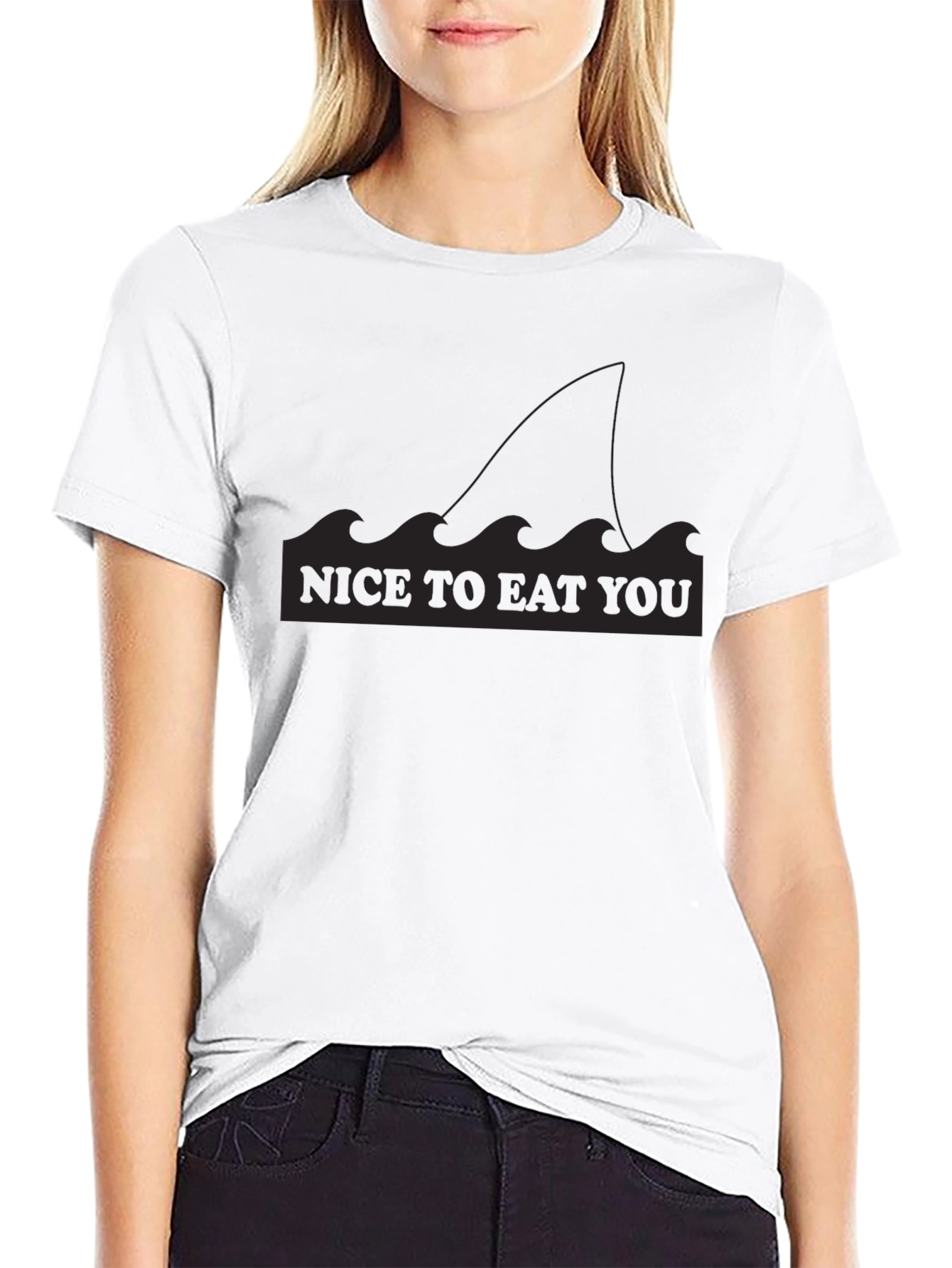 Nice to Eat You Shark Fin Graphic T-Shirt