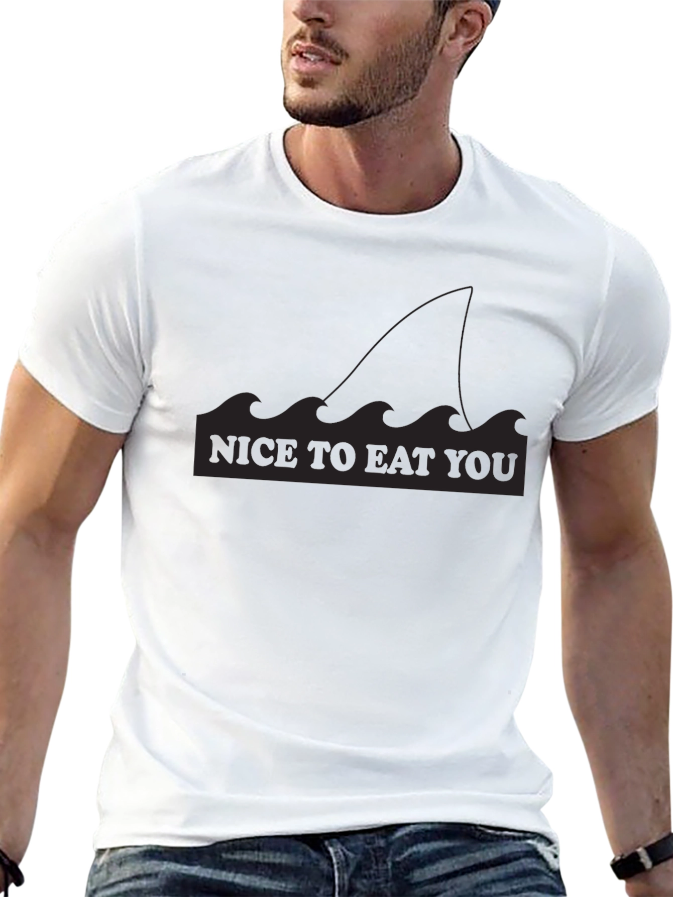 Nice to Eat You Shark Fin Graphic T-Shirt