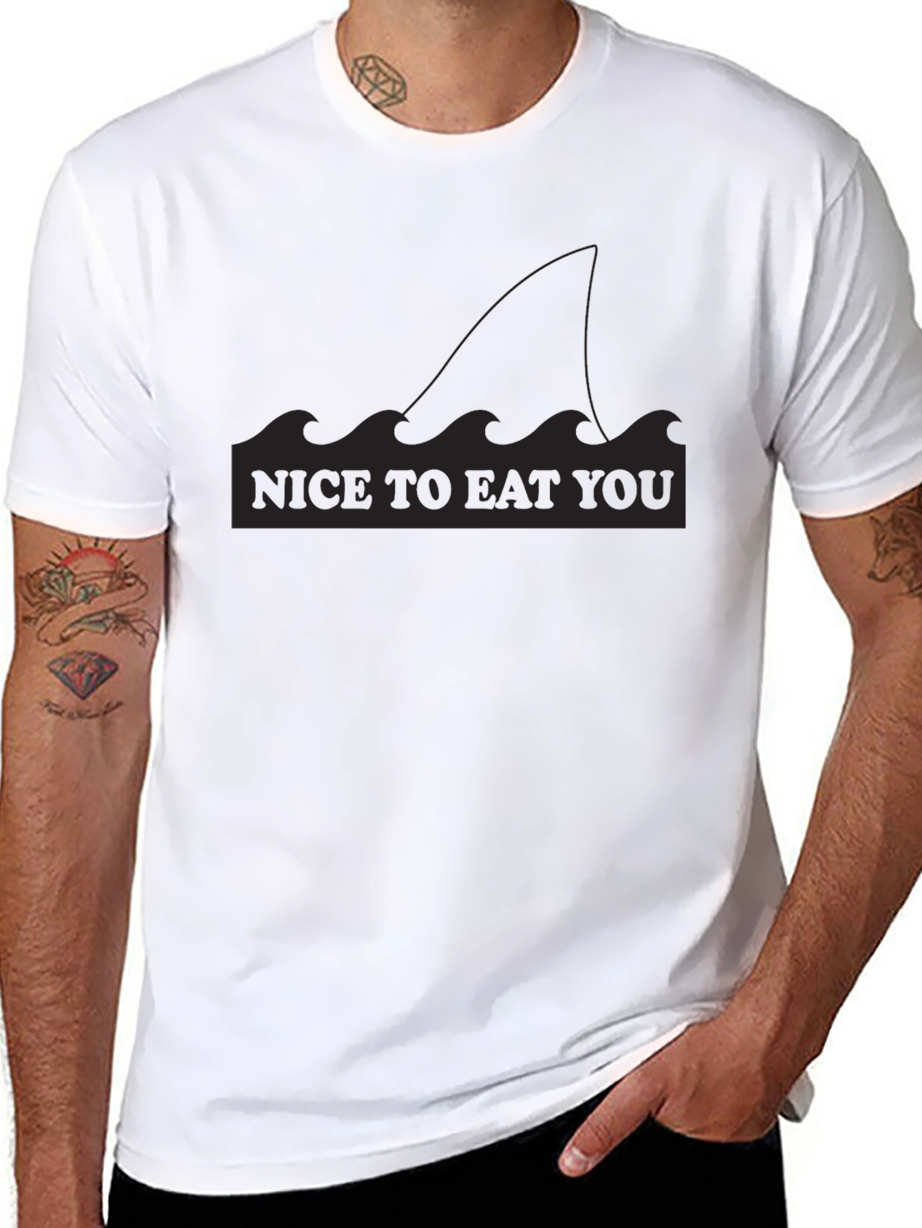 Nice to Eat You Shark Fin Graphic T-Shirt