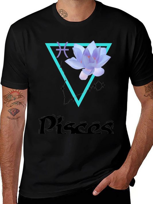 Pisces Zodiac T-Shirt with Lotus Flower Design