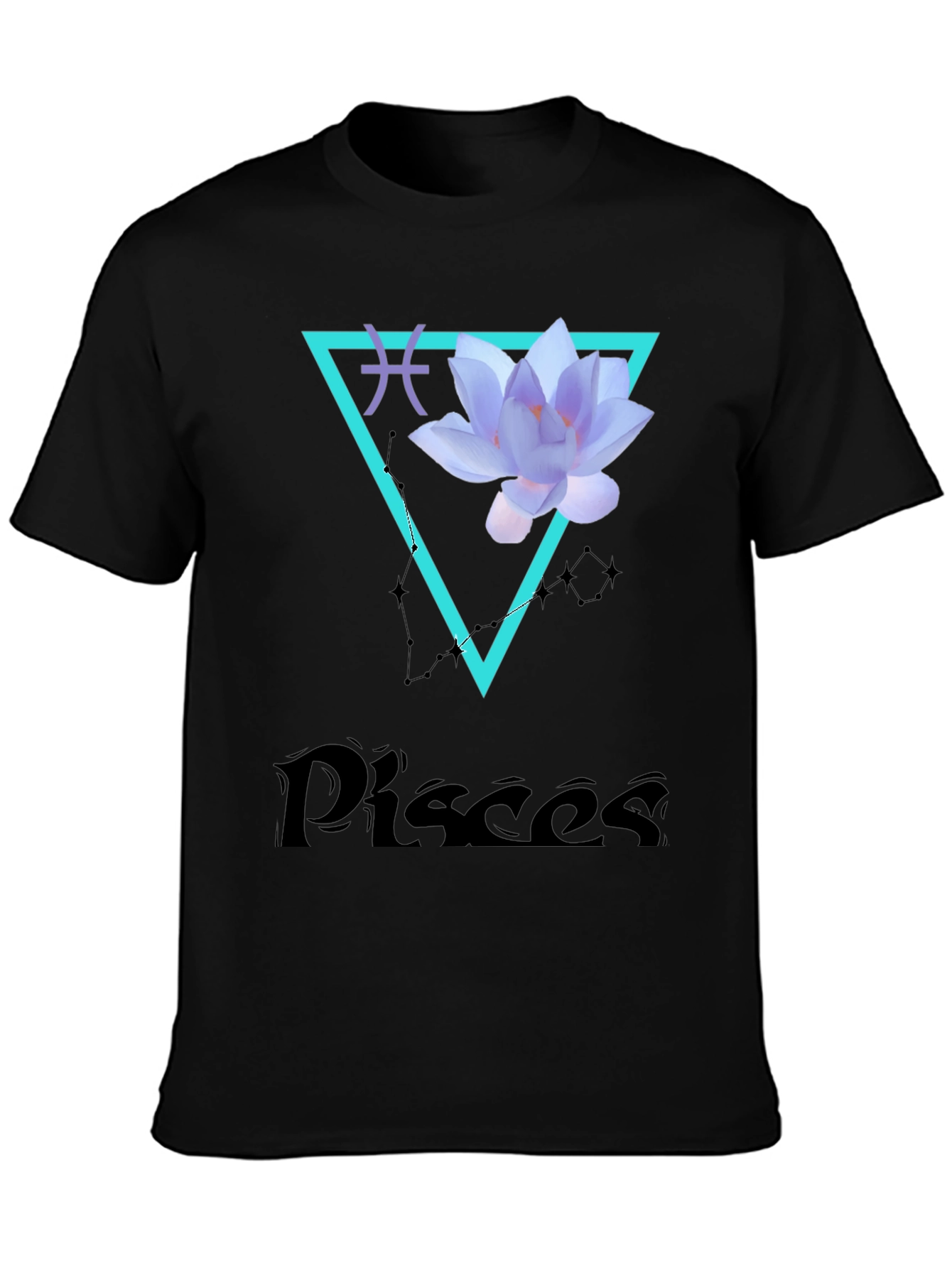 Pisces Zodiac T-Shirt with Lotus Flower Design