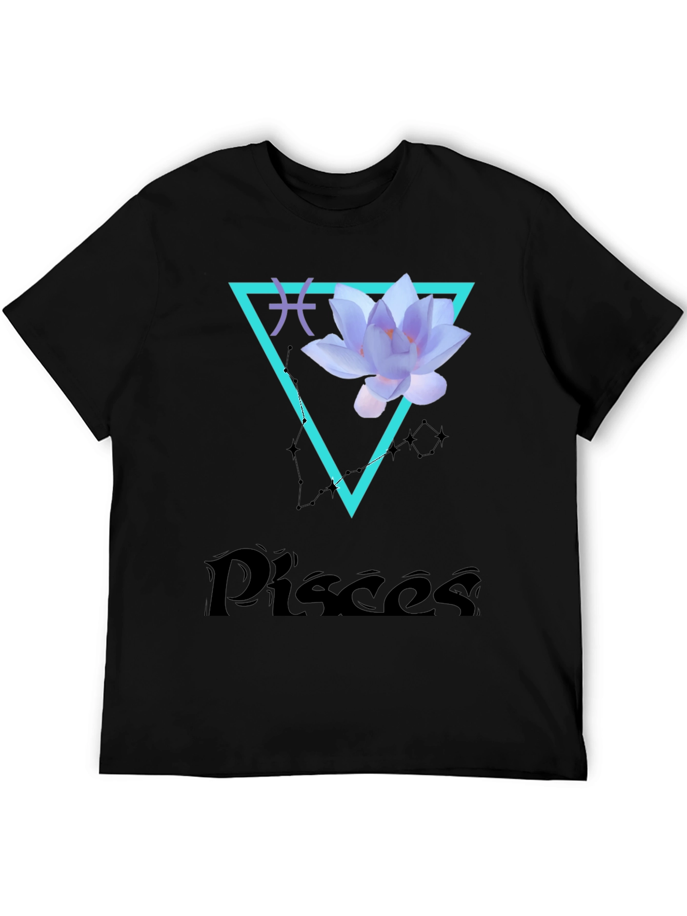 Pisces Zodiac T-Shirt with Lotus Flower Design