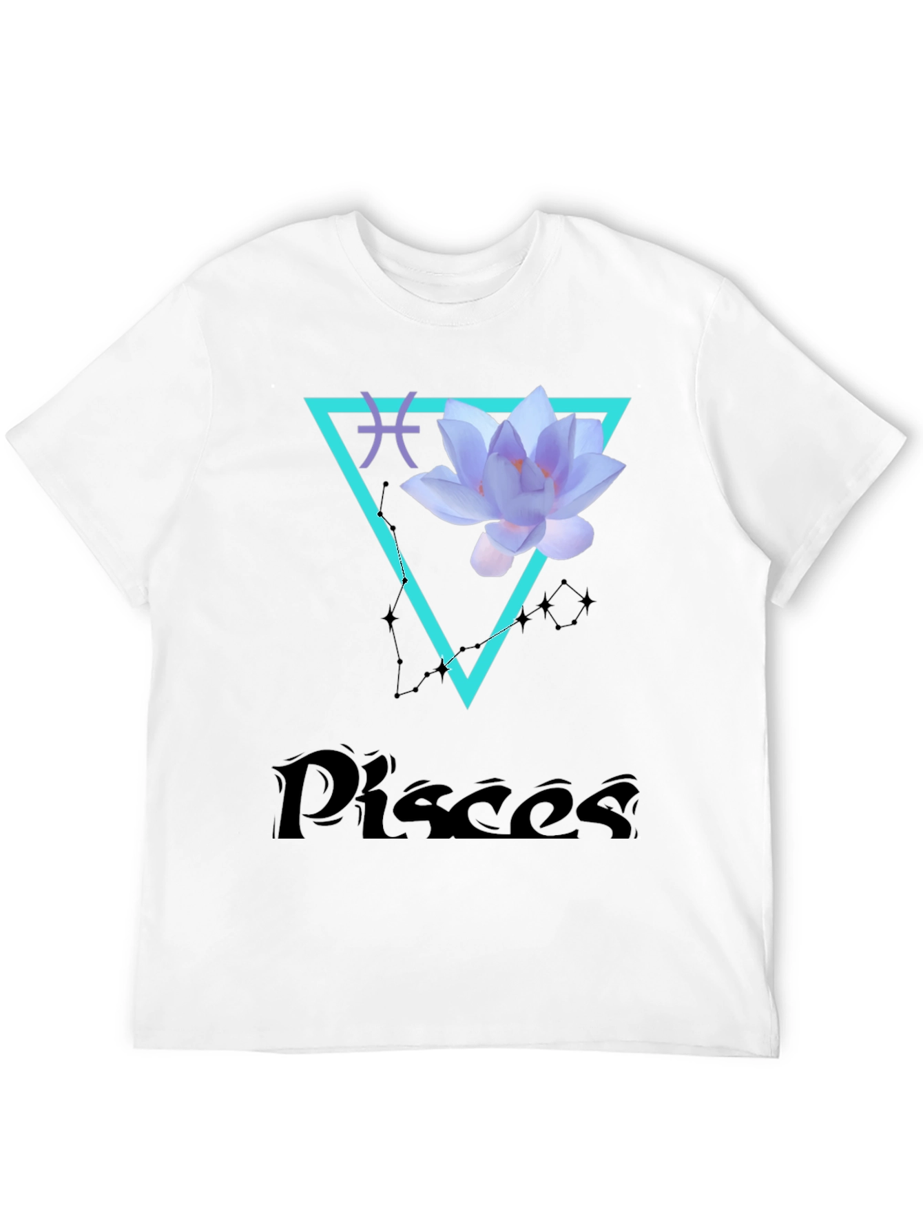 Pisces Zodiac T-Shirt with Lotus Flower Design