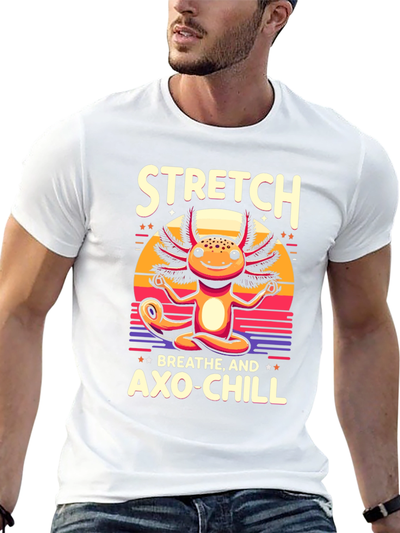 Axolotl Meditation T-Shirt - Stretch Breathe Axo-Chill