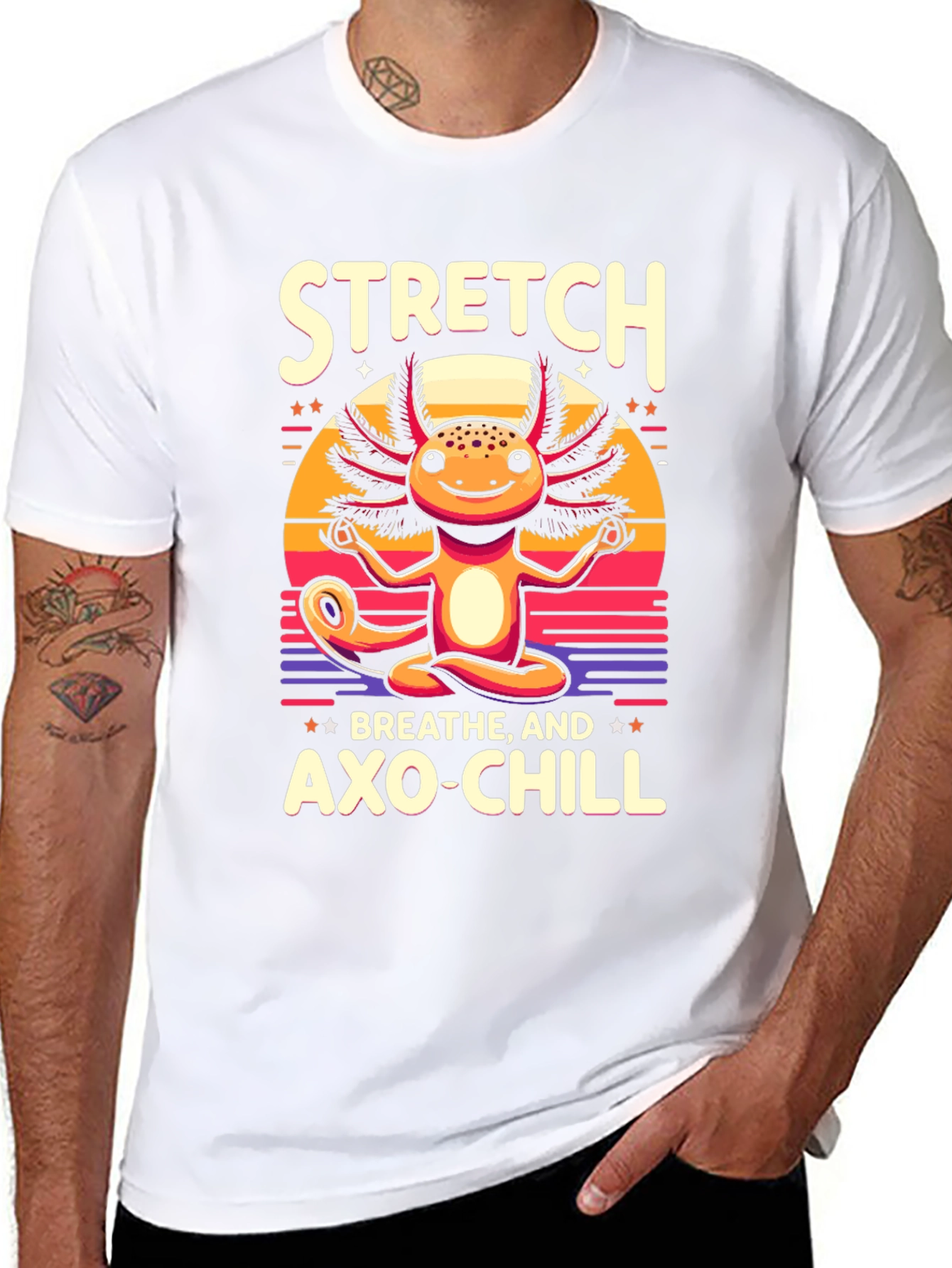 Axolotl Meditation T-Shirt - Stretch Breathe Axo-Chill
