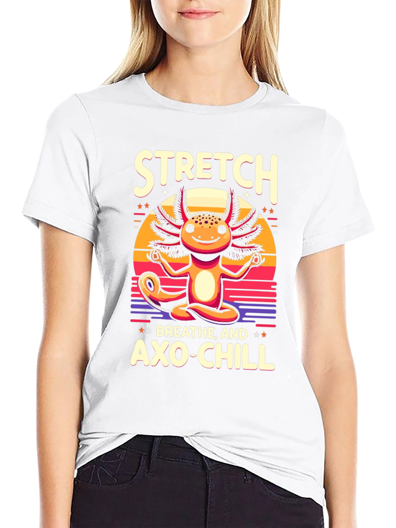 Axolotl Meditation T-Shirt - Stretch Breathe Axo-Chill